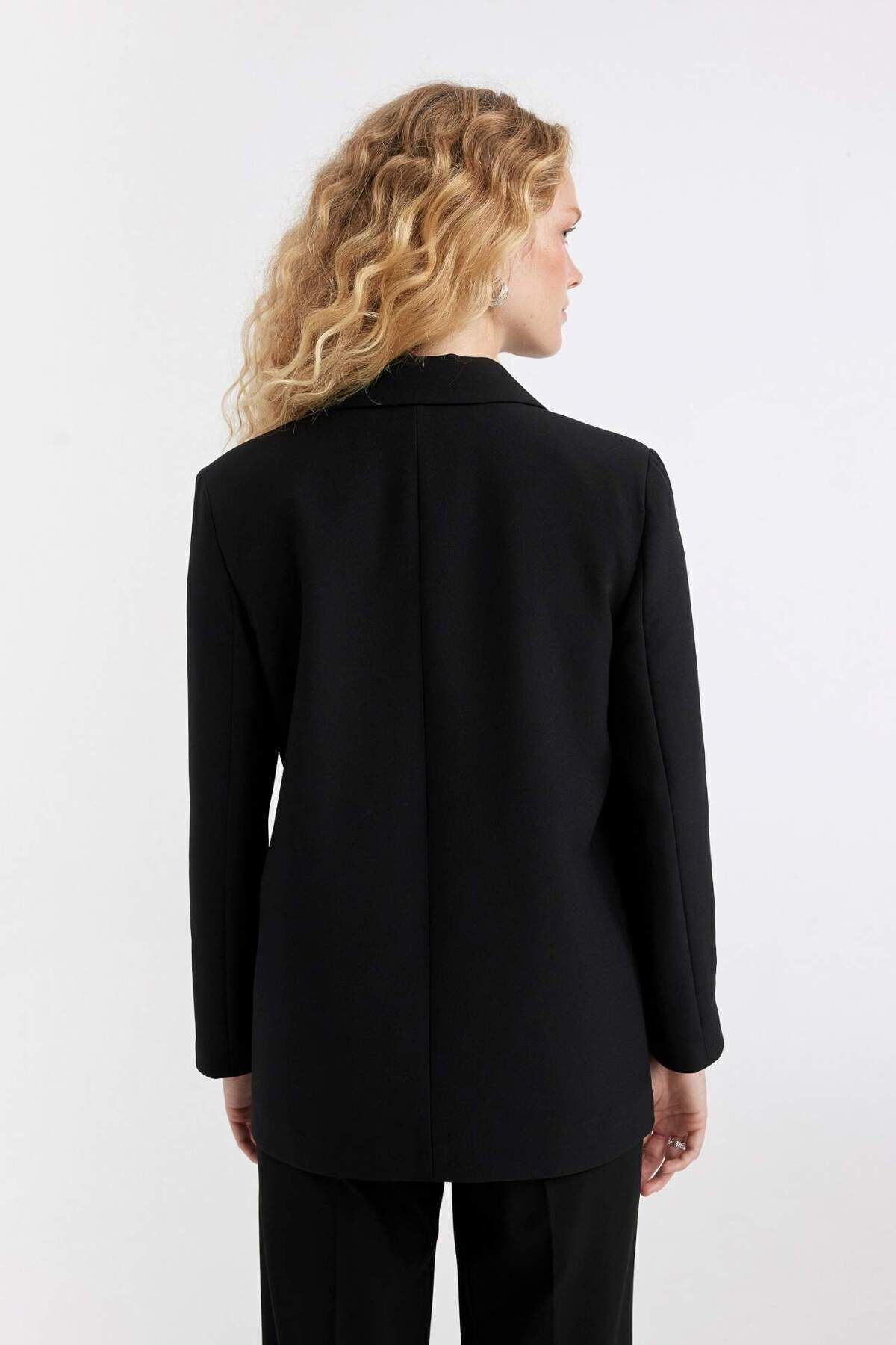 DeFacto-Oversize Wide Fit Basic Plain Button Blazer Jacket C2457Ax24Sp 6
