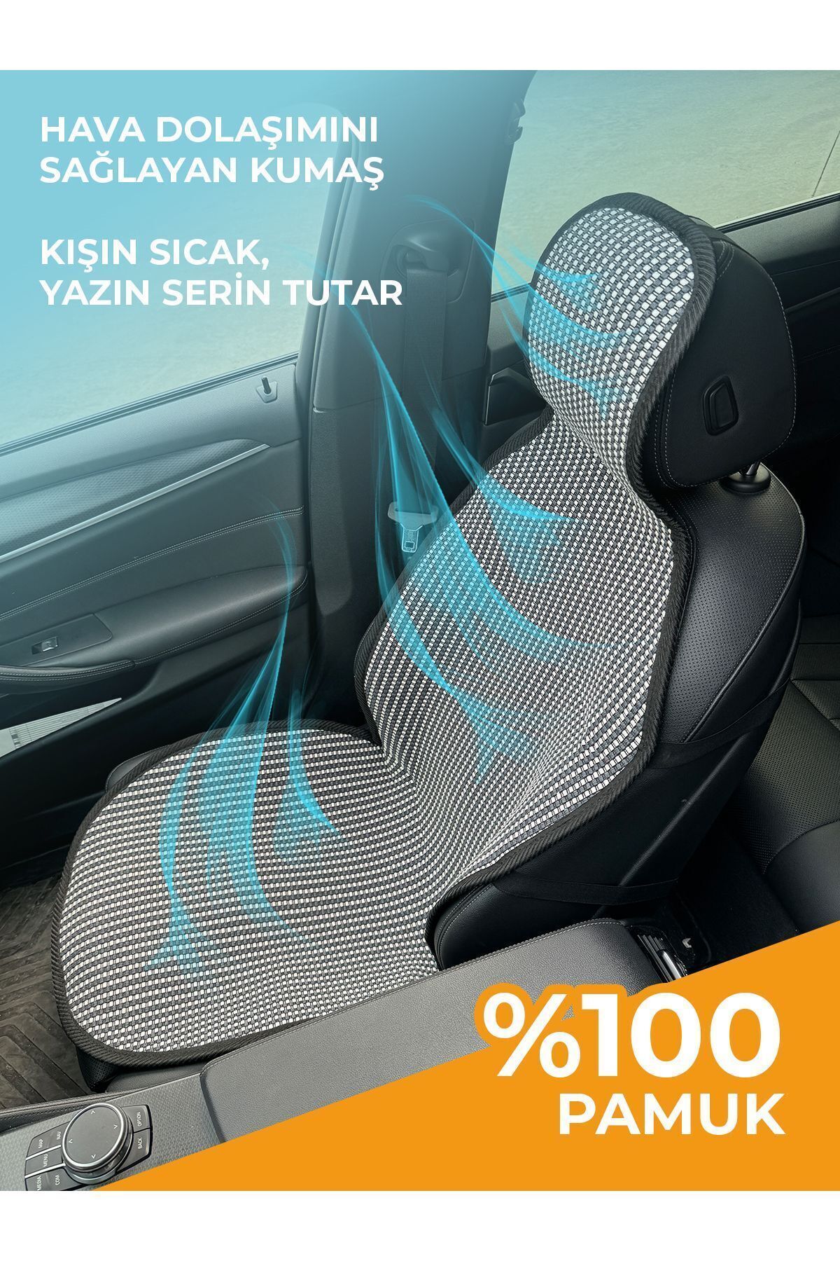 TREND Meka Part Terletmez Koltuk Koruyucu Kılıf Çizgili Füme Beyaz Universal 2 Parça fotoğrafı 3 (önizleme)