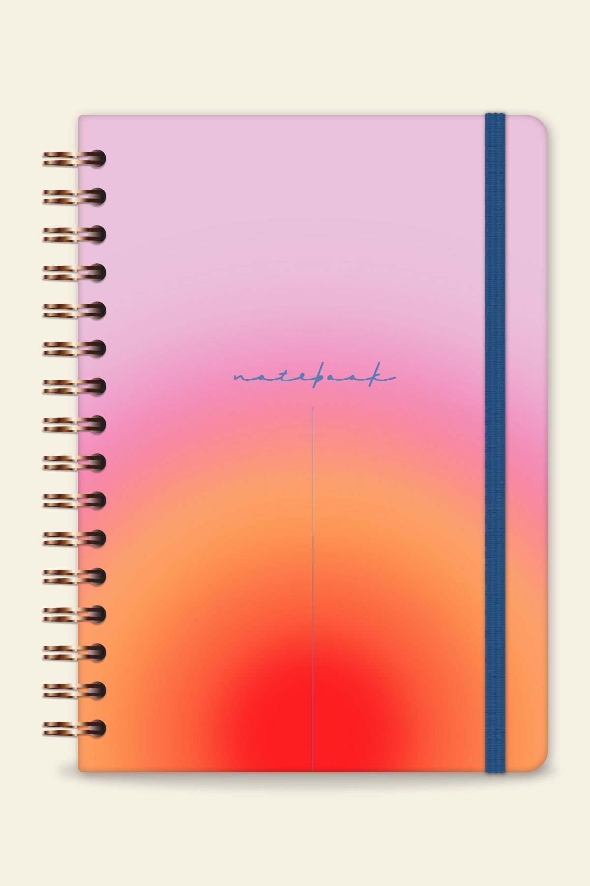 PAPERORA-A5 Red PinK Gradient - Spiral, Hard Cover and Elastic Lined Undated Notepad 5