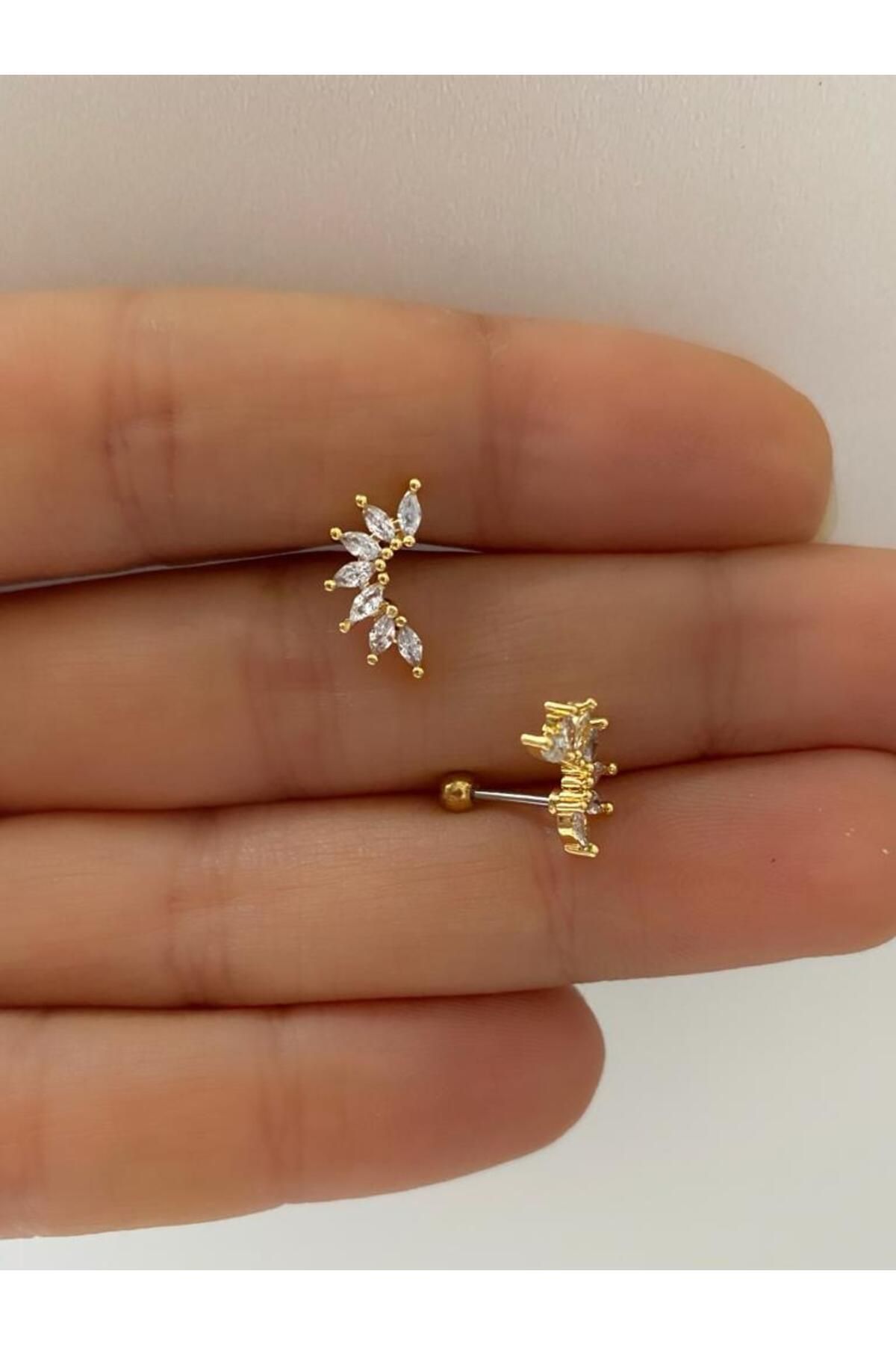 cerrahi çelik zirkontragus helix (kıkırdak) conch kulak memesi ( lobe) uyumlu piercing