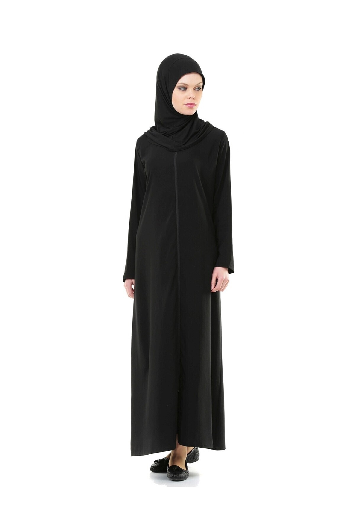 Ikhwan 5008-1 Black Practical Self Covered Prayer Dress