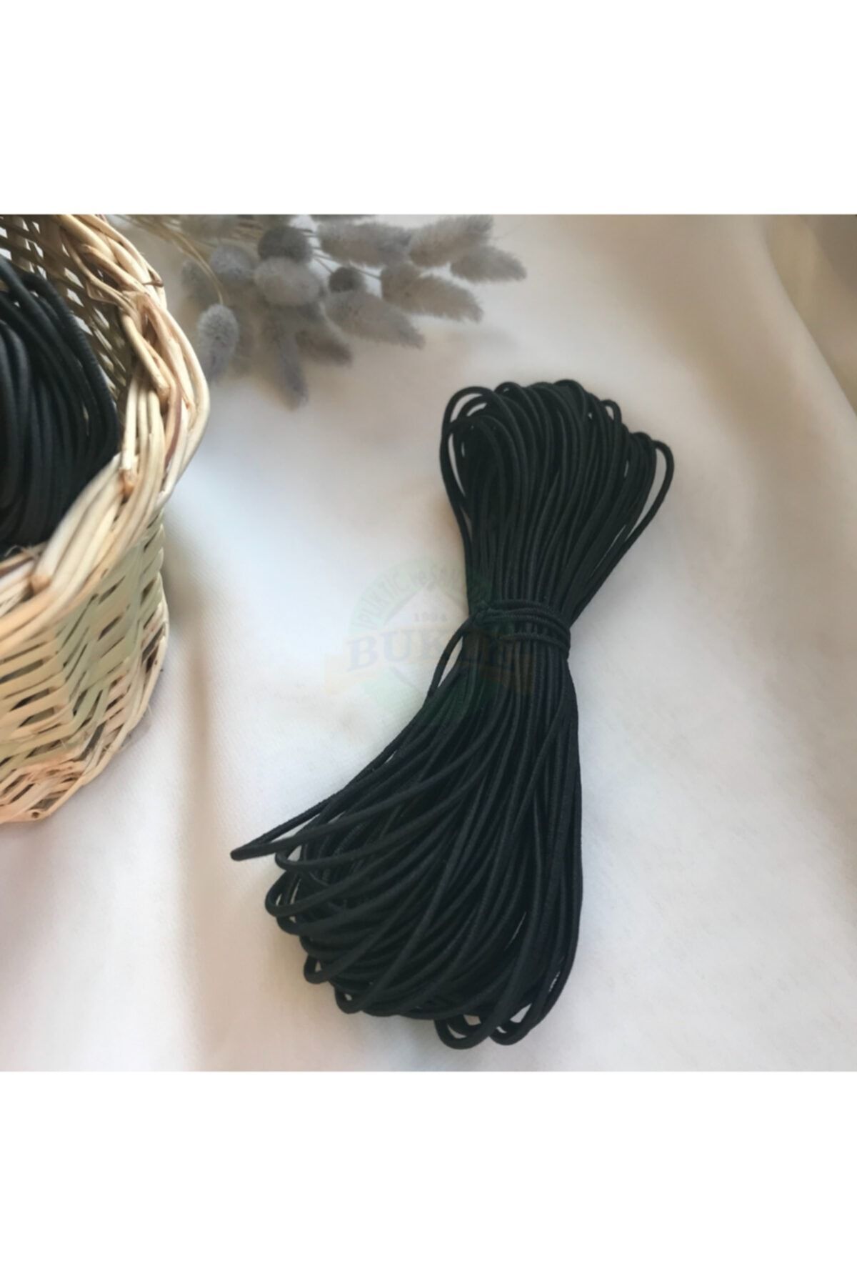 2MM Siyah Ince Fitil Lastik Bel Paça Don Lastiği Şapka Lastiği ( 20 Mt )