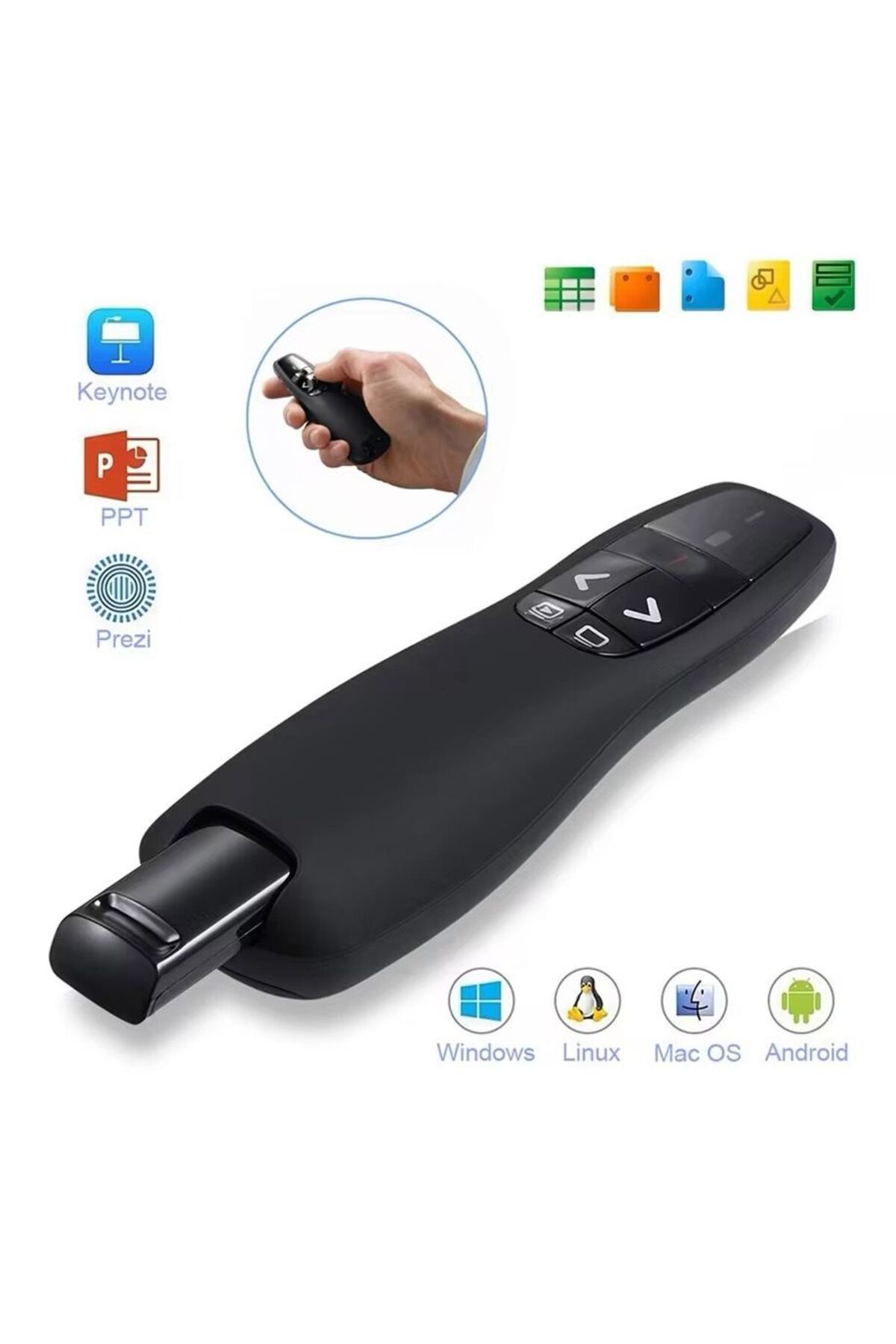 RabbitTech Profesyoneller İçin Lazer Sunum Kumandası 2.4ghz USB MAC-WİNDOWS Tüm Bilgisayarlarla Uyumlu