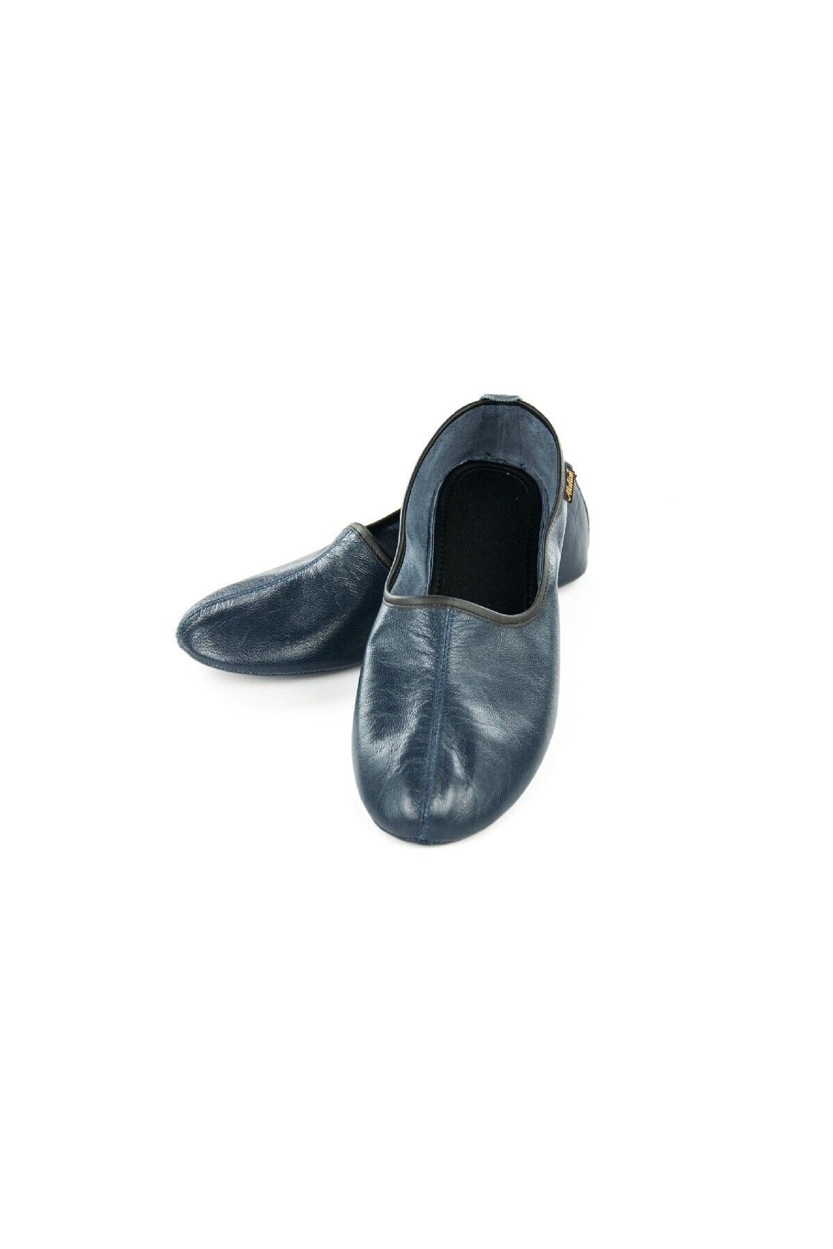 Akdam-100% Leather Hajj Umrah Tawaf Booties and Home Shoes Navy Blue 3