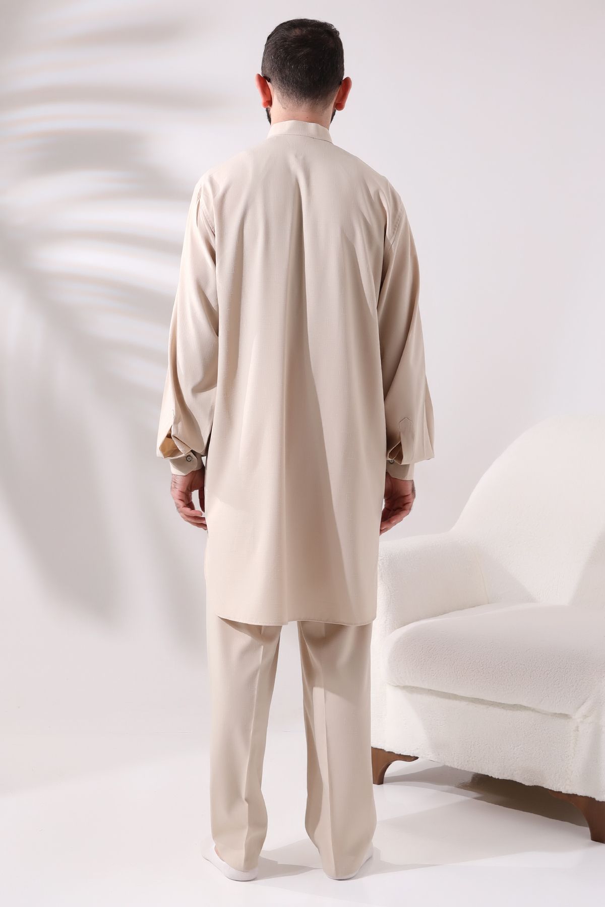 ihvanonline-Men's Viscose Afghan Suit - Berat Hajj and Umrah Clothing, Dark Cream 4