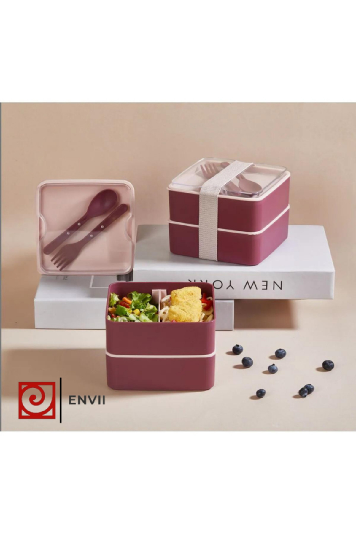 Genel Markalar brkx Bölmeli 2 Katlı Çatal Kaşıklı Pembe Beslenme Kabı ...