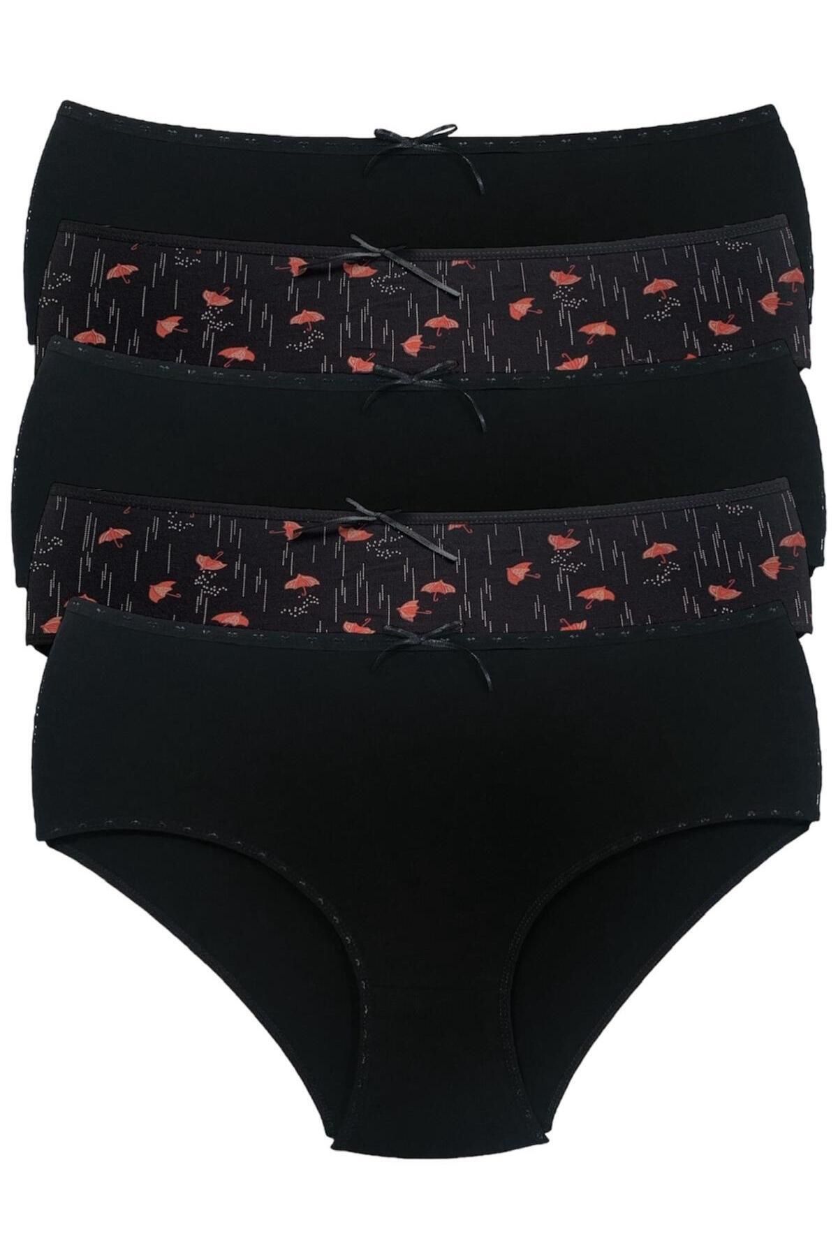 Miss Blue Moon-High Waist Printed and Plain Bato Folding 5-Piece Panties 5000-4 1