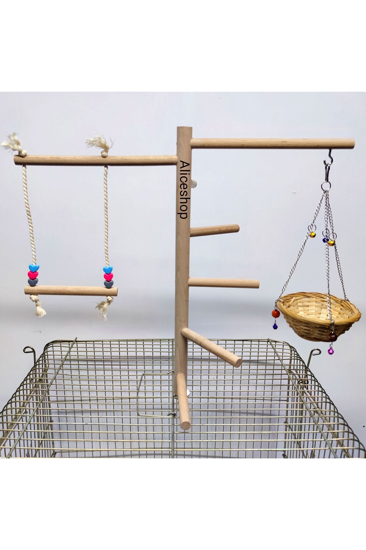 aliceshop-Cage Top Game Platform with Budgie and Sizes - Suitable 3