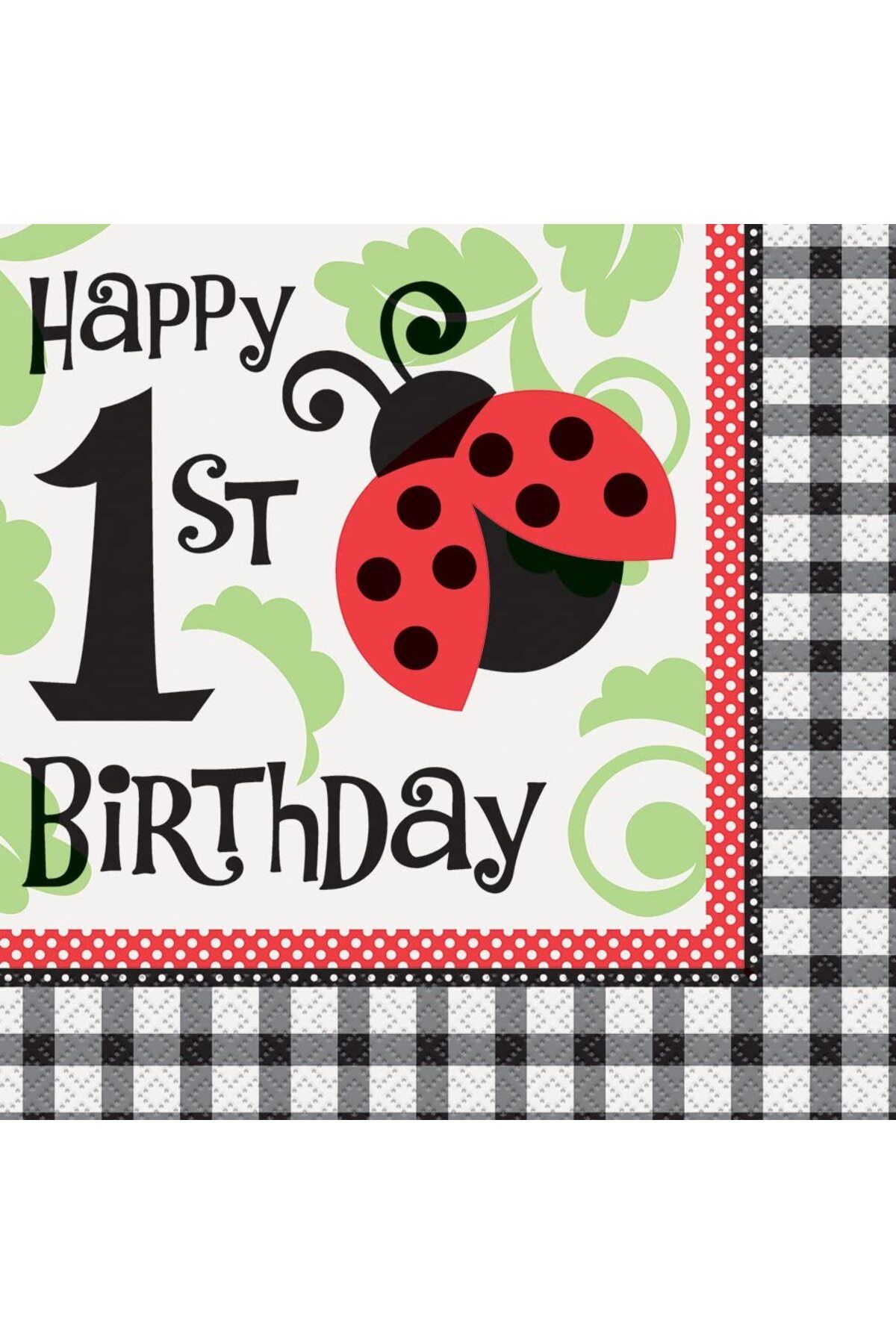 nazeninstoğu-Ladybug Themed 1st Year Birthday Party Napkin 16 Pieces 1