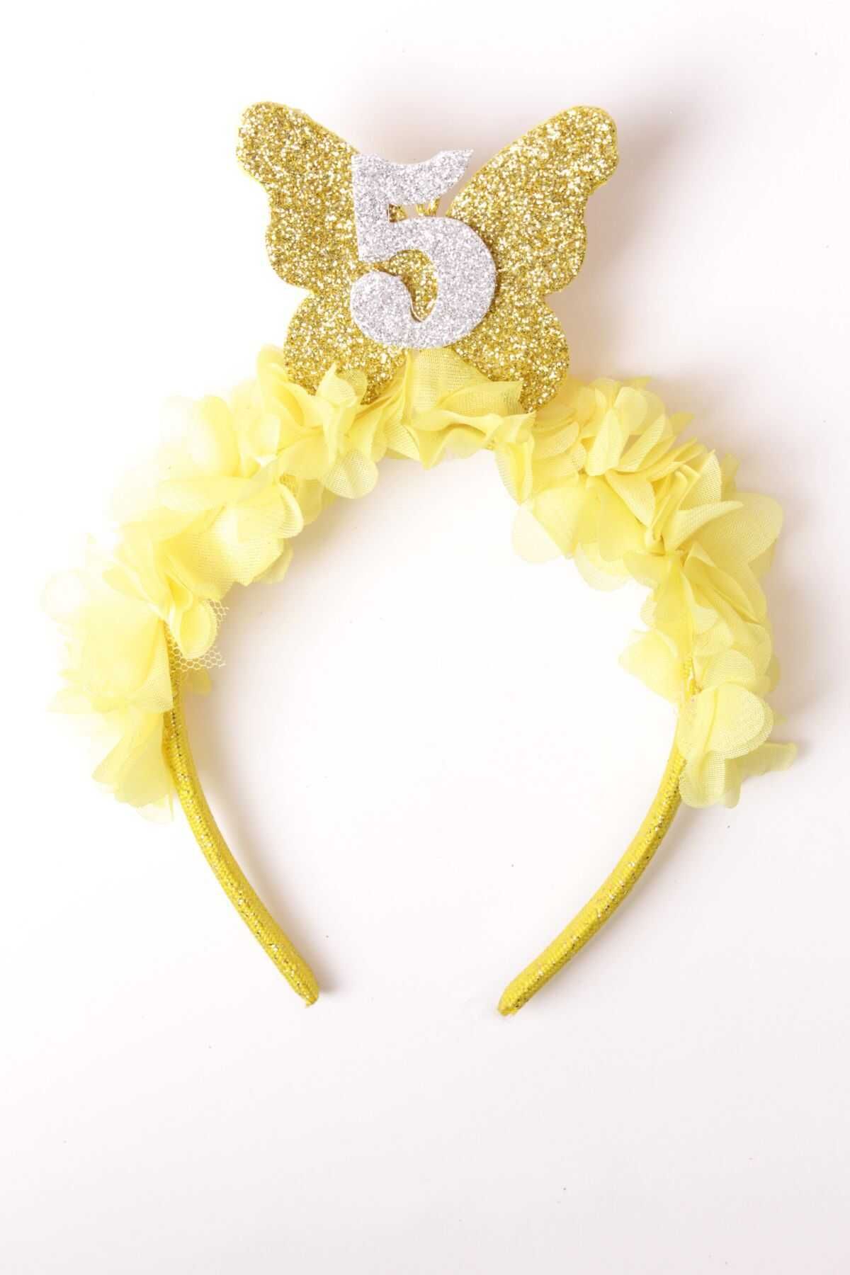 Little Honey Bunnies-Yellow Tulle Floral Butterfly Accessory Crown - Choose Age 1