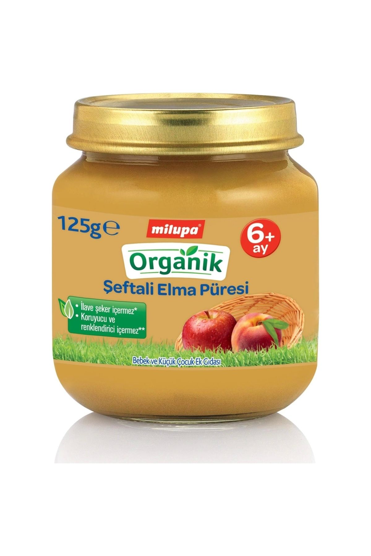 Milupa Organik Şeftali Elma Püresi Kavanoz 125 G 6 Ay