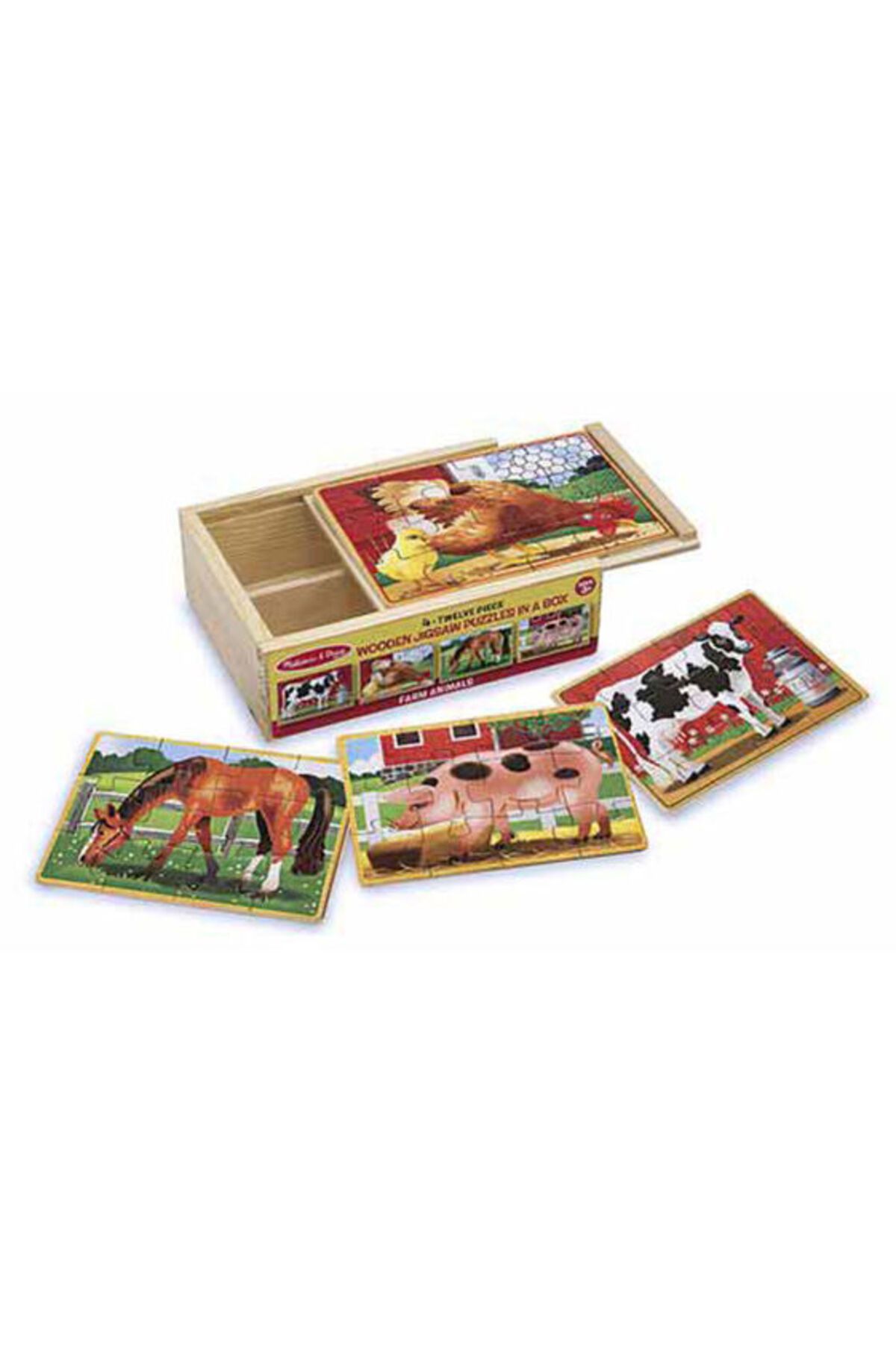 پازل ها و یاپبوزهای کودک Melissa Doug مجموعه ملیسا داگ وودن 12x4 حیوانات مزرعه Melissa & Doug
