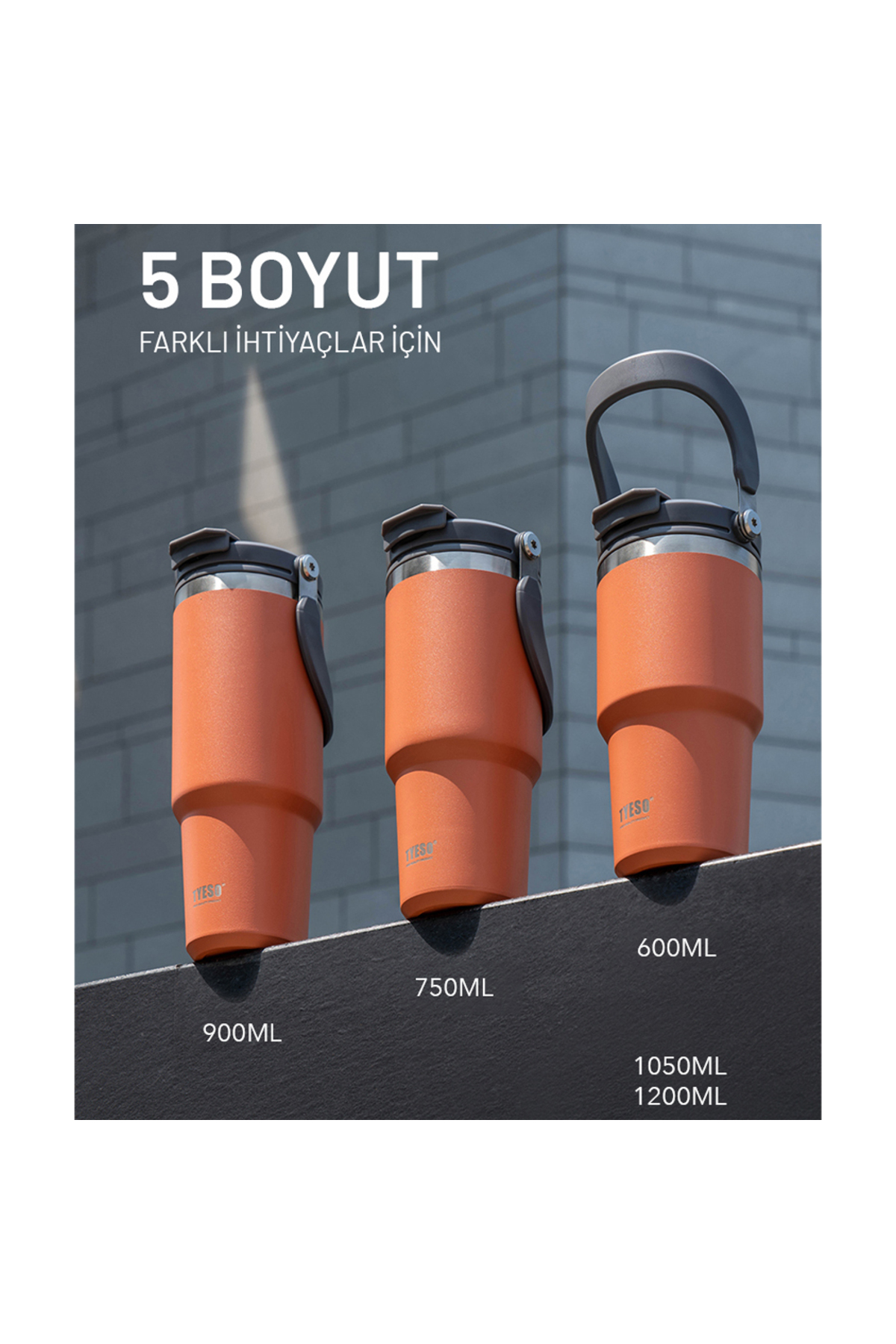 Tyeso DailyNeed Termos Vakumlu Paslanmaz Çelik 1200 ML Turuncu fotoğrafı 4 (önizleme)