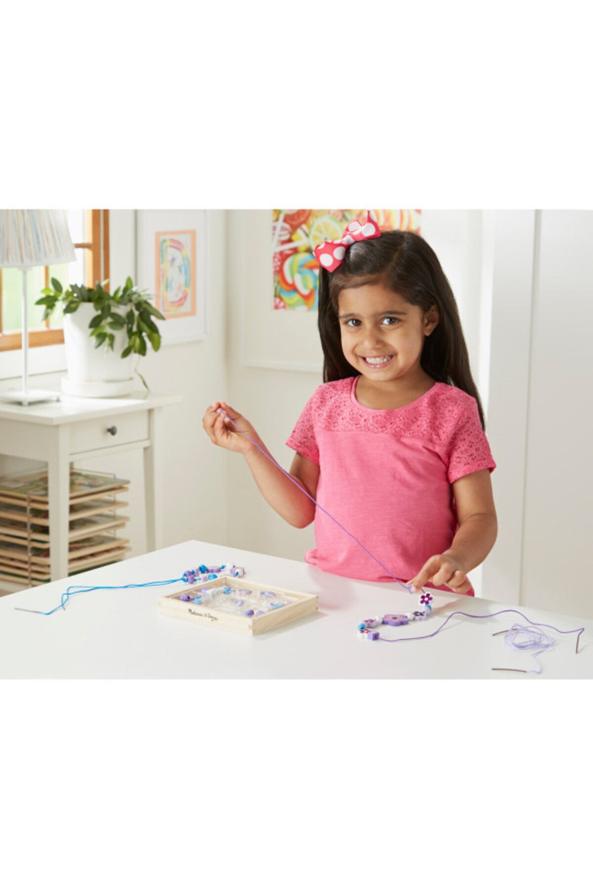 اسباب بازی های آموزشی Melissa Doug توالی مهره چوبی ملیسا و داگ گلهای درخشان Melissa & Doug
