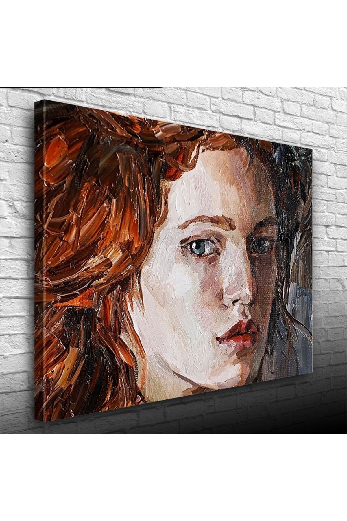 pazarella Kızıl Saçlı Yağlı Boya Kadın Portresi Kanvas Tablo 50 x 70