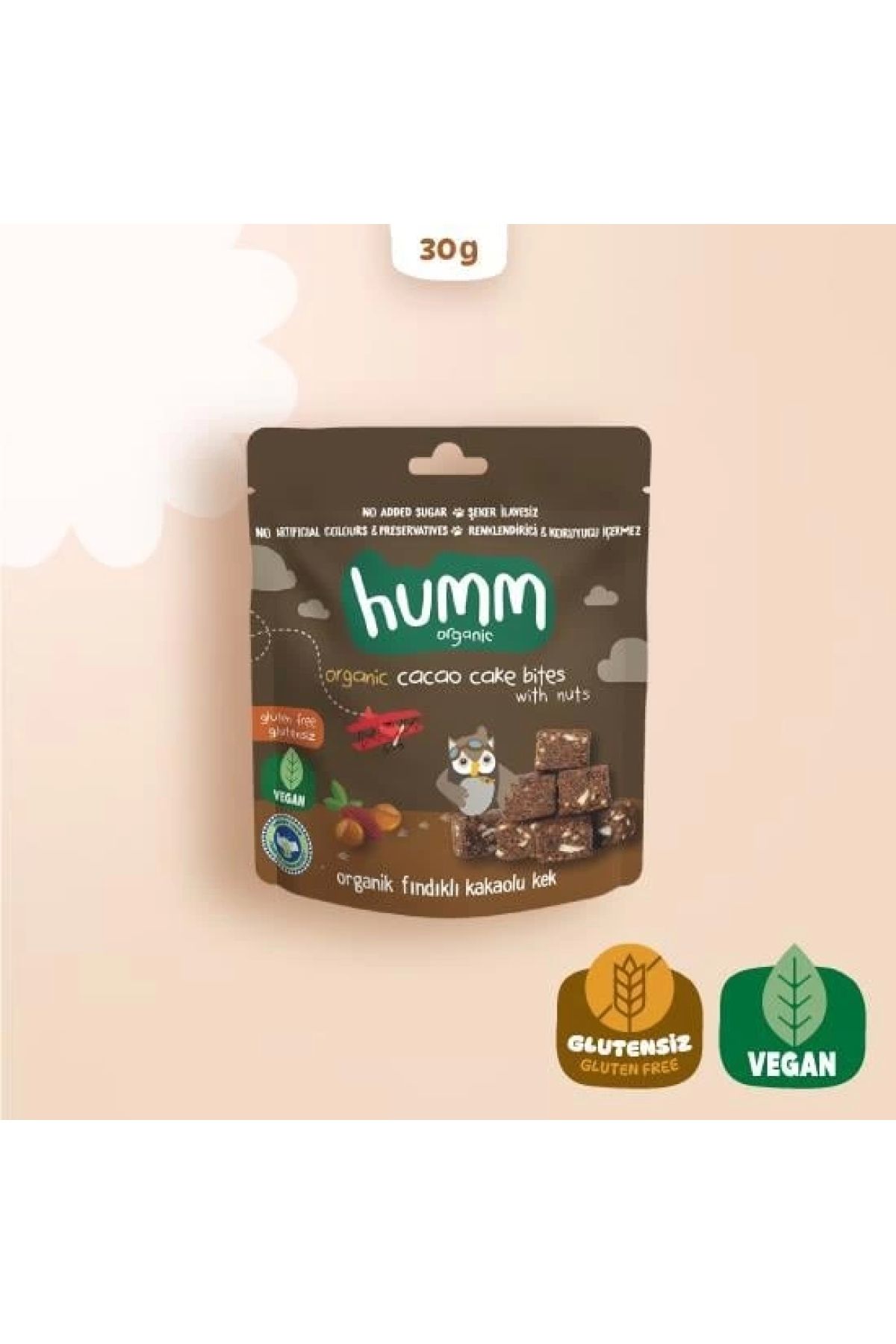 Humm Organik Fındıklı Kakaolu Vegan Kek 30 gr