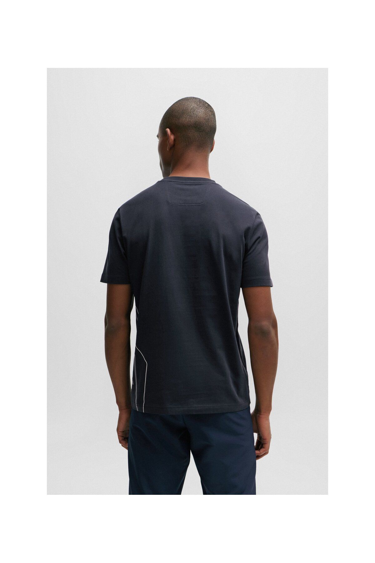 تی شرت آبی مردانه یقه دوچرخه و پنبه الگوی فصلی T Shirt BOSS