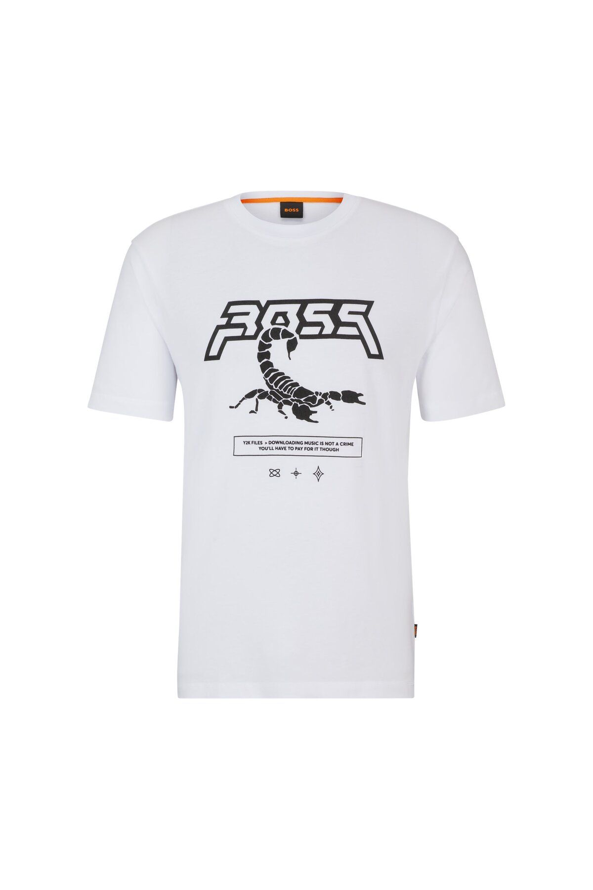 تی شرت سفید مردانه پنبه الگوی فصلی T Shirt BOSS