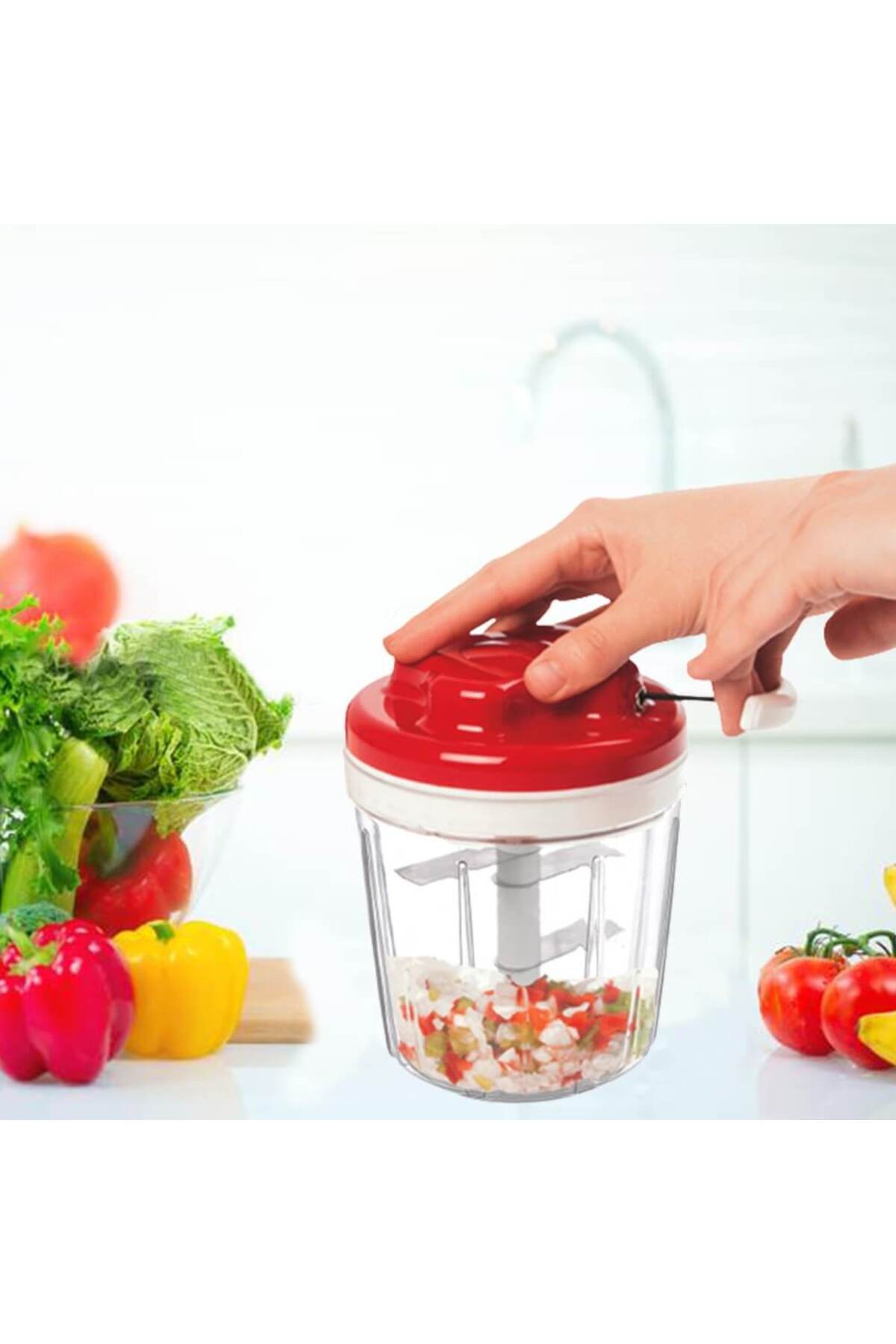 Light up 5 Bıçaklı Ipli El Rondosu Pratik Sebze Doğrayıcı