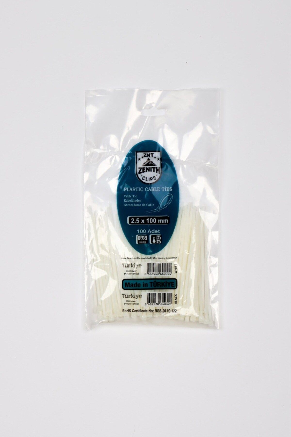 Huzur Elektrik Zenith 2,5x100 Beyaz Kablo Bağı & Plastik Kelepçe & Cırt Kelepçe 100 Adet (paket)