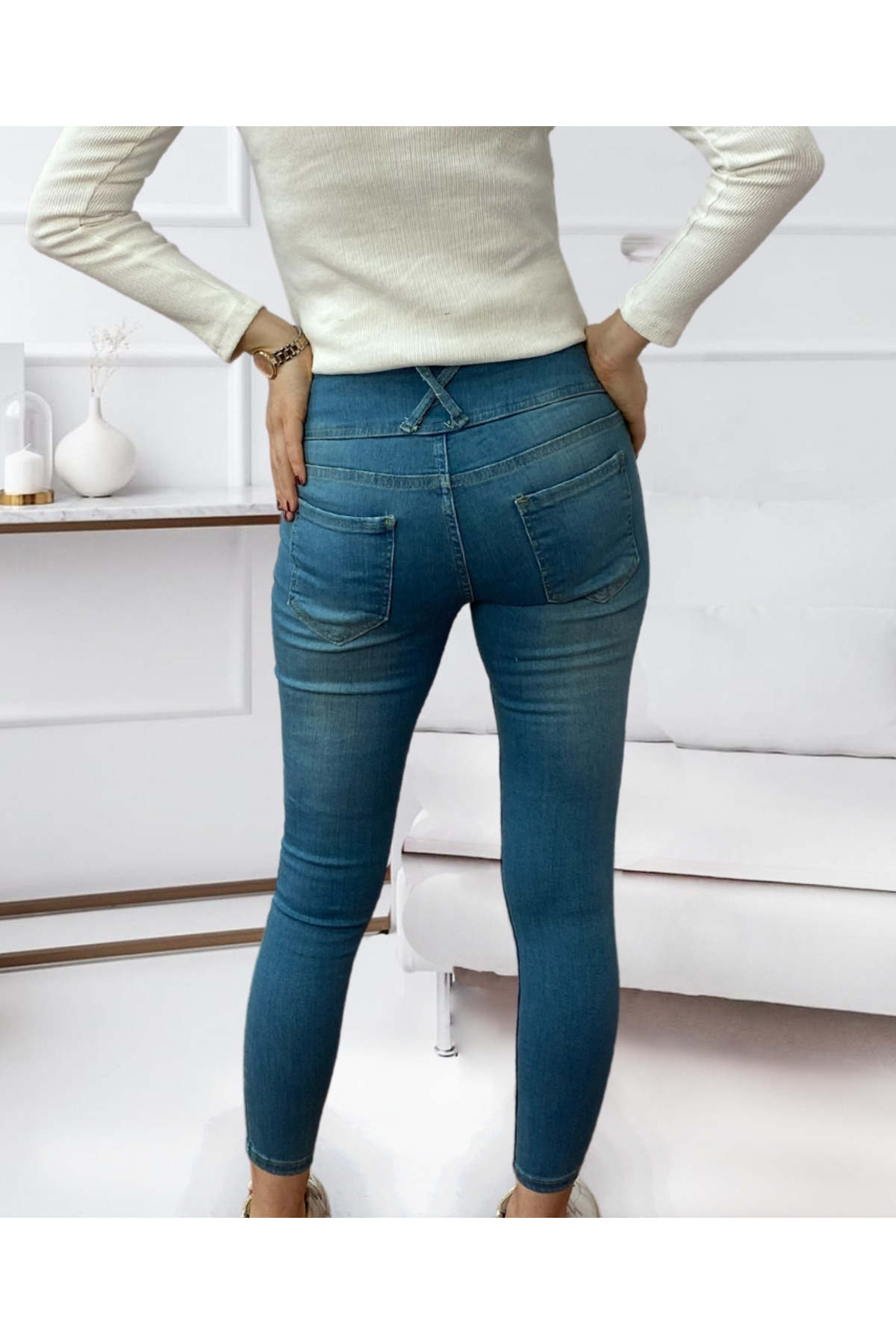 FS GLOBAL FSGLOBAL High Waist Lycra Jean Trousers 90 Cm Trendyol