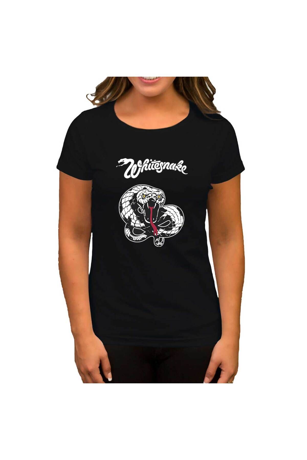 Z zepplin Whitesnake Trouble Siyah Kadın Tişört