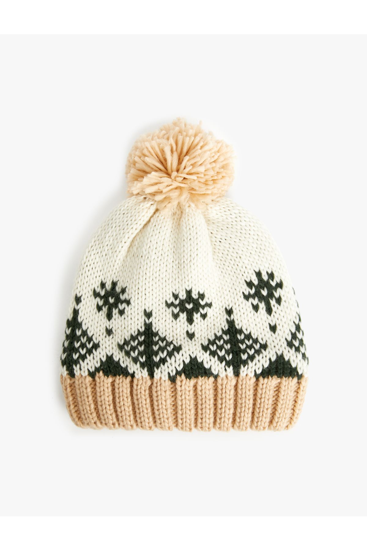 Koton-Ethnic Patterned Knitted Beret - Pompom Detailed 1