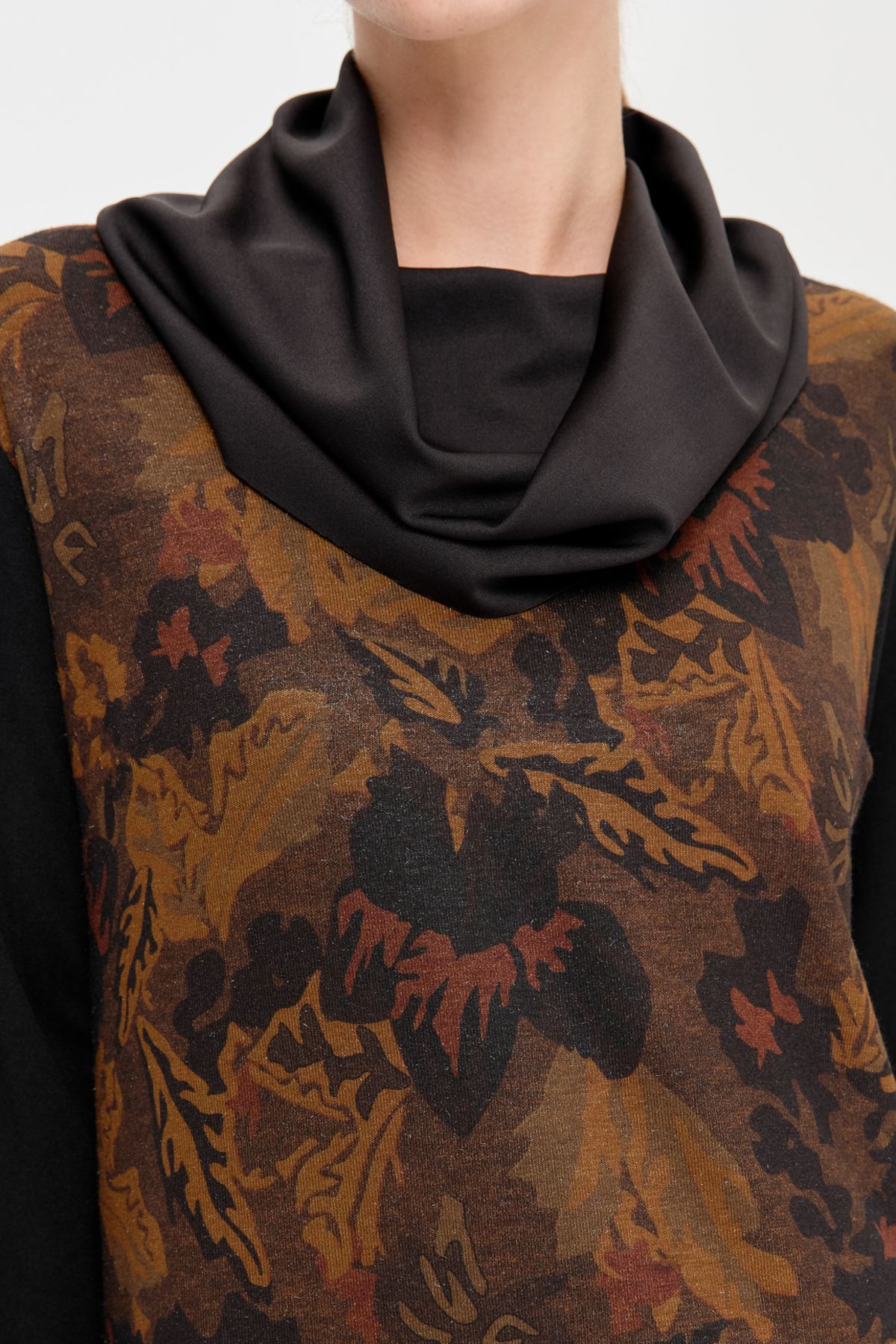 Esswaap-Khaki Color Leaf Patterned Degaje Tunic 5