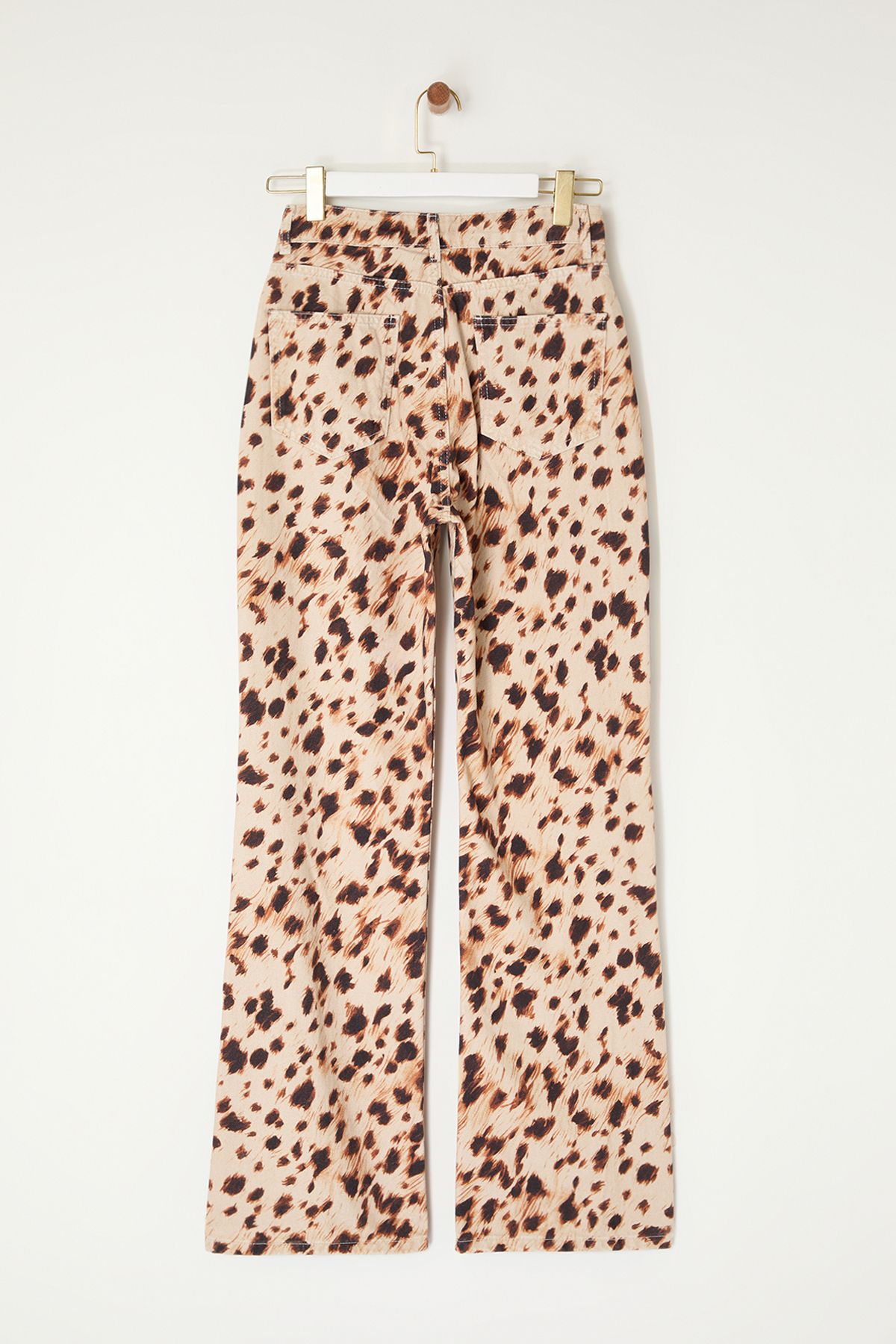 Trendyol Collection-High Waist and Leopard Print Brown Wide Leg Jeans - Twoaw25Je00257 7
