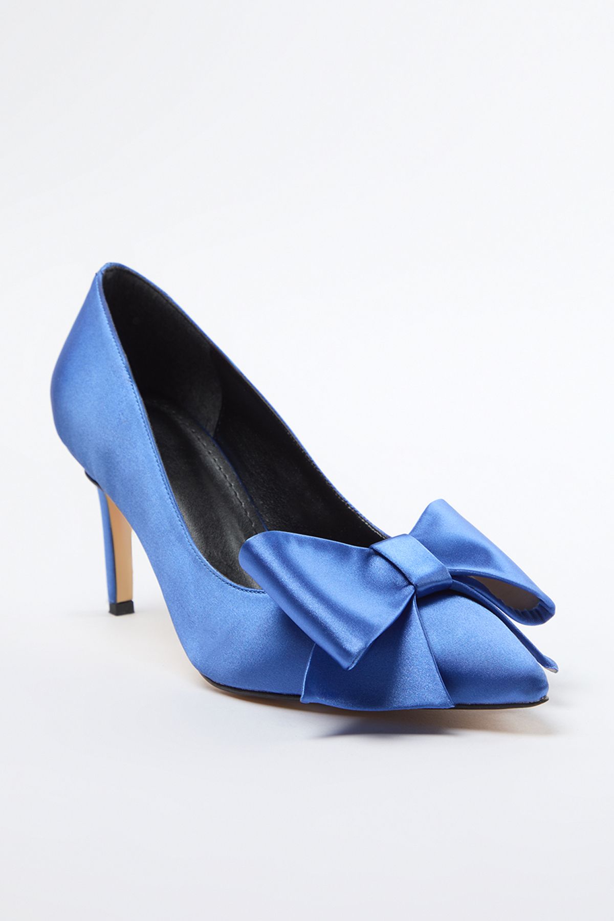 TRENDYOL SHOES-Stiletto clasic cu toc subțire albastru satinat - Pantofi cu fundă TAKAW25TO00032 4