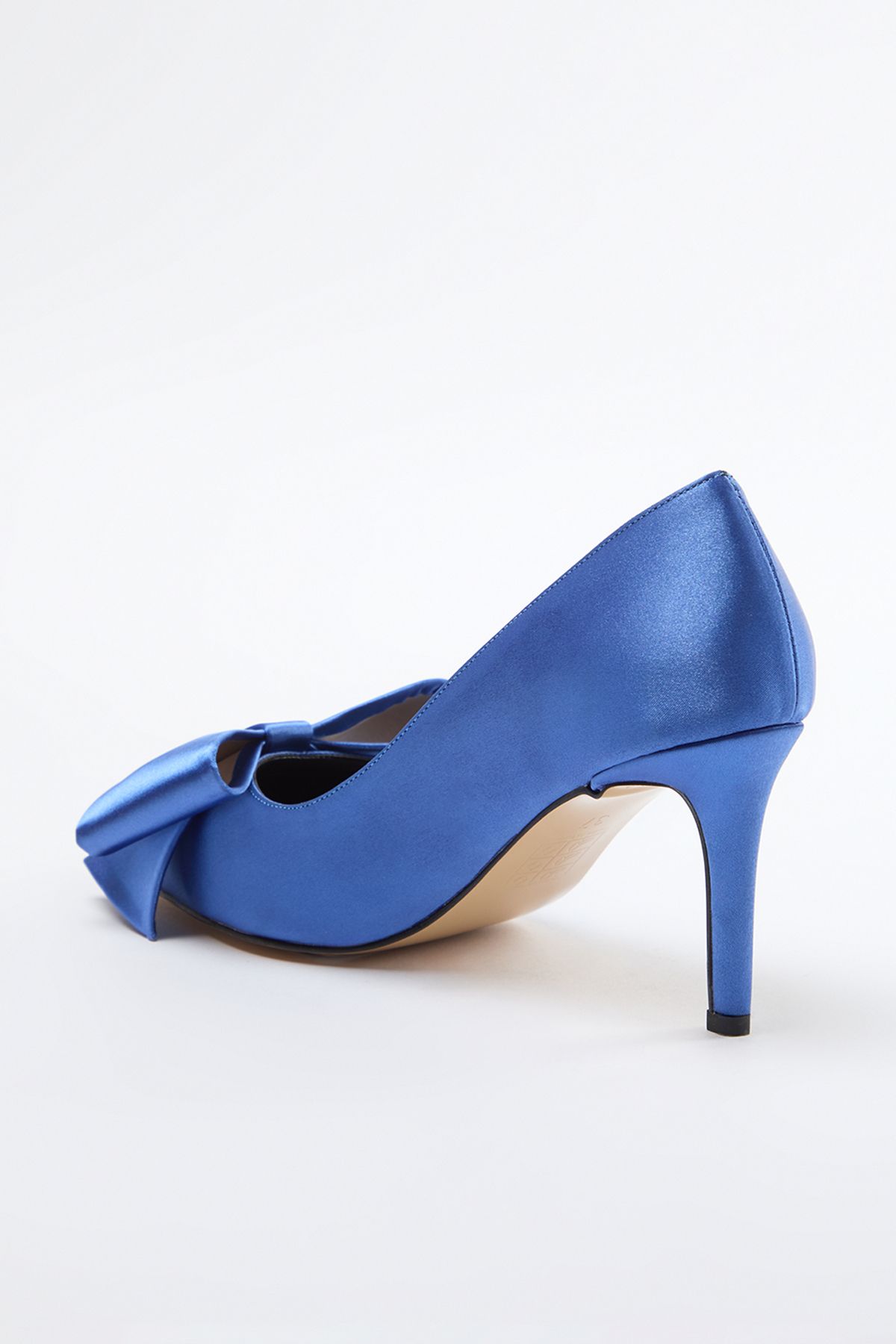 TRENDYOL SHOES-Stiletto clasic cu toc subțire albastru satinat - Pantofi cu fundă TAKAW25TO00032 6