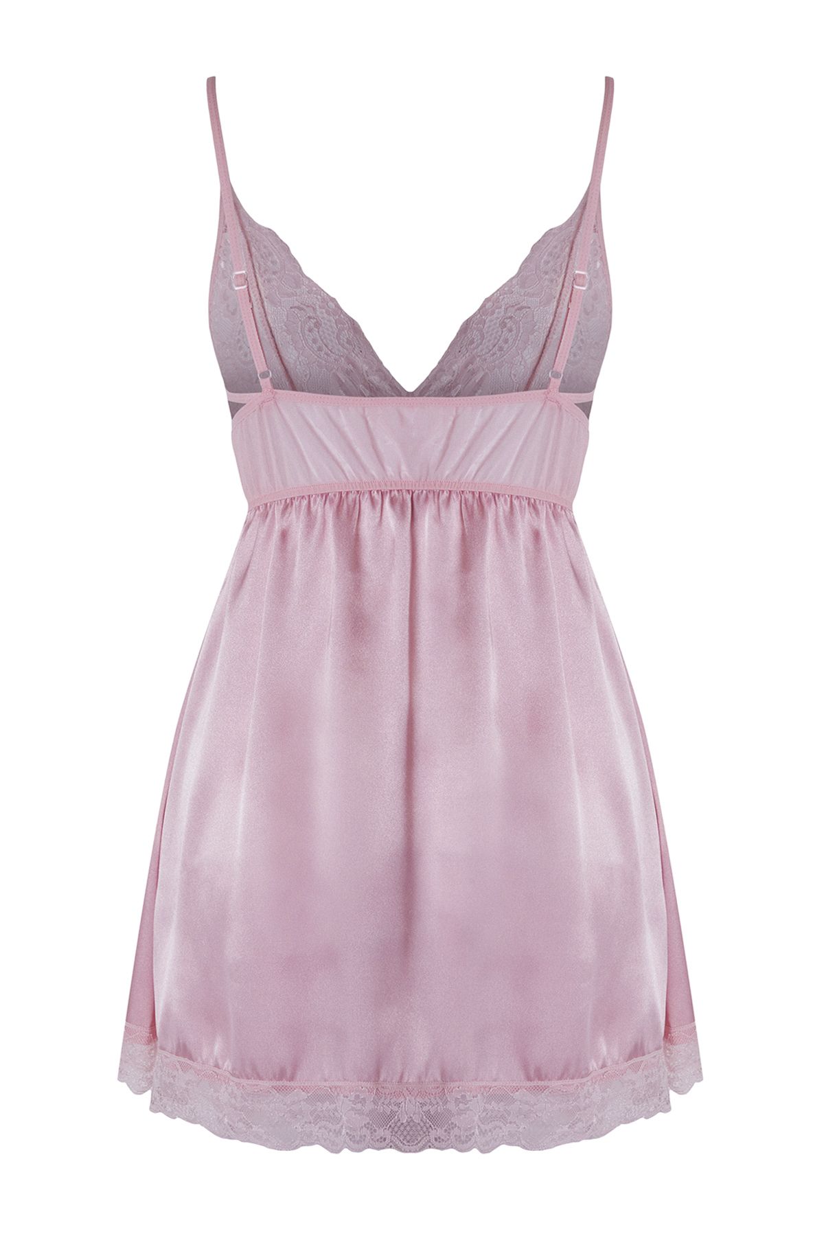 Trendyol Collection-Rosafarbenes Babydoll mit Schnürsenkeln aus Satin – THMSS22LL0001 2