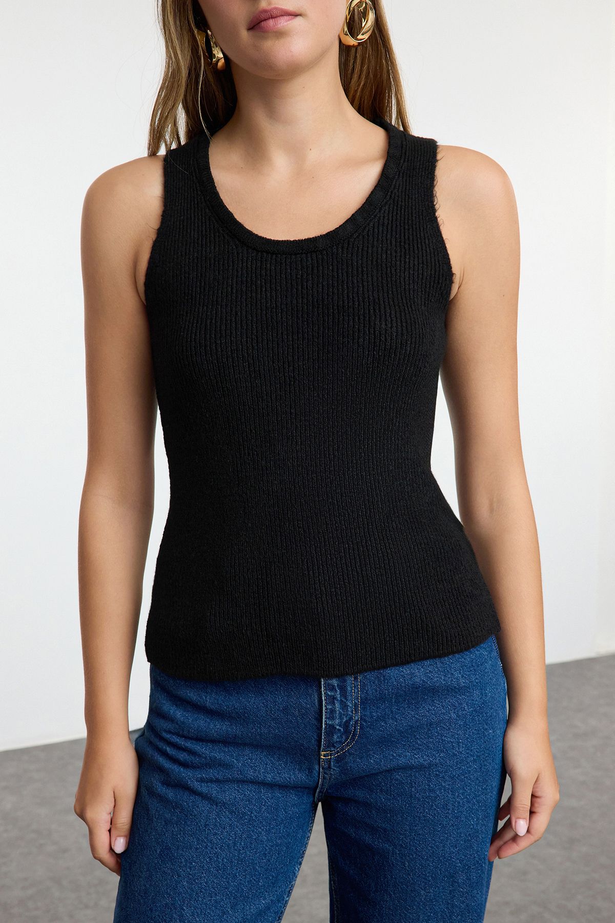 Trendyol Collection-Miękki, czarny sweter z dzianiny - Bolero, podwójny zestaw Twoaw25Kz00020 4