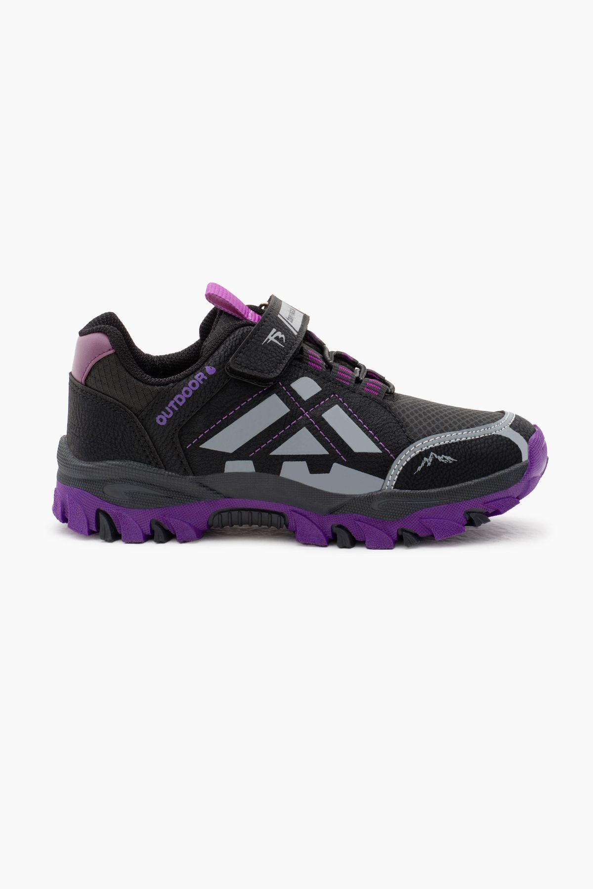 Tonny Black Unisex Dziecięce Buty Trekkingowe - Czarno-fioletowe, Podeszwa Termiczna, Hydrofobowe I Rzep Unisex - 32