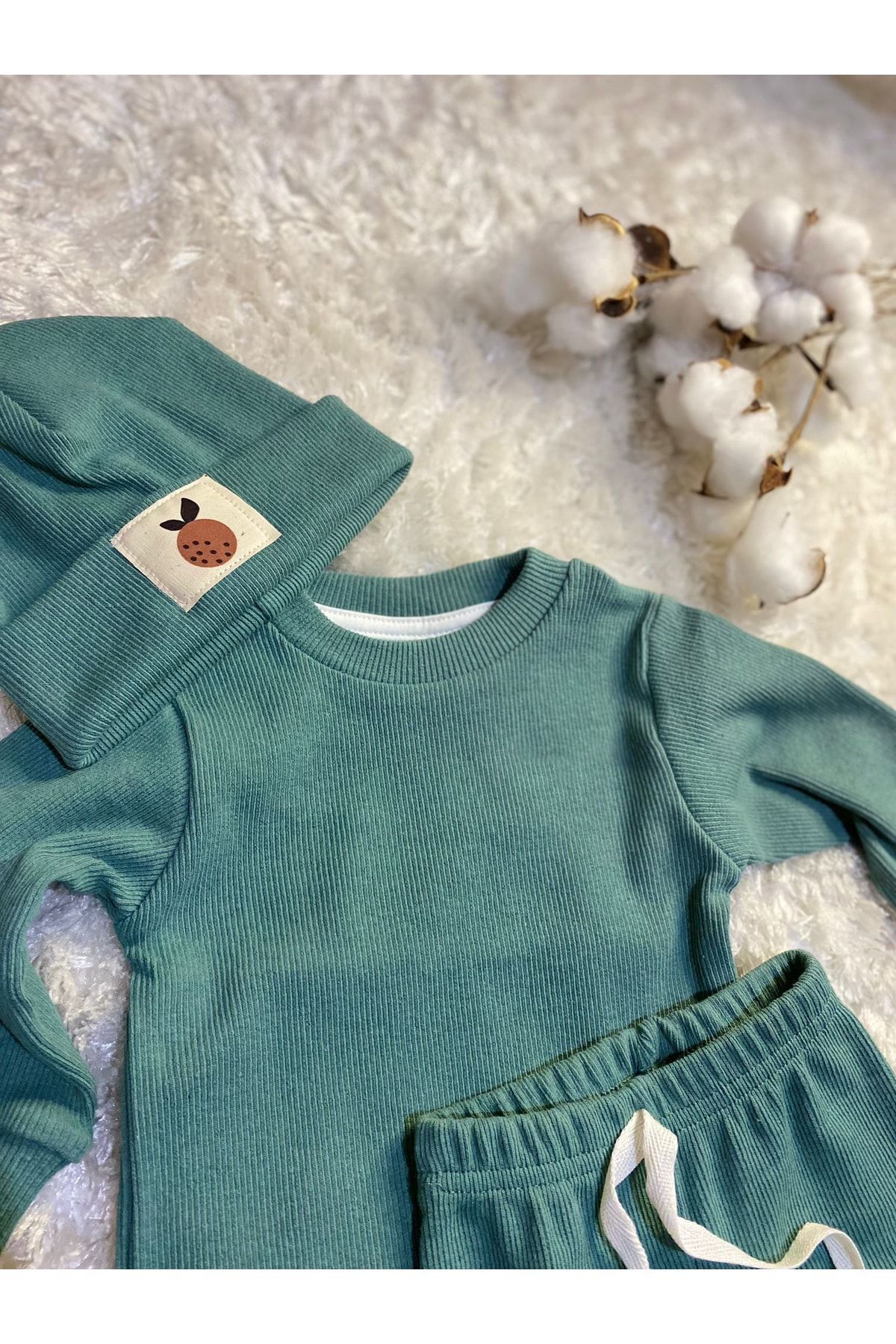 Pamuk Bereli 3lü Takım Bebek Ve Çocuk Yeşil