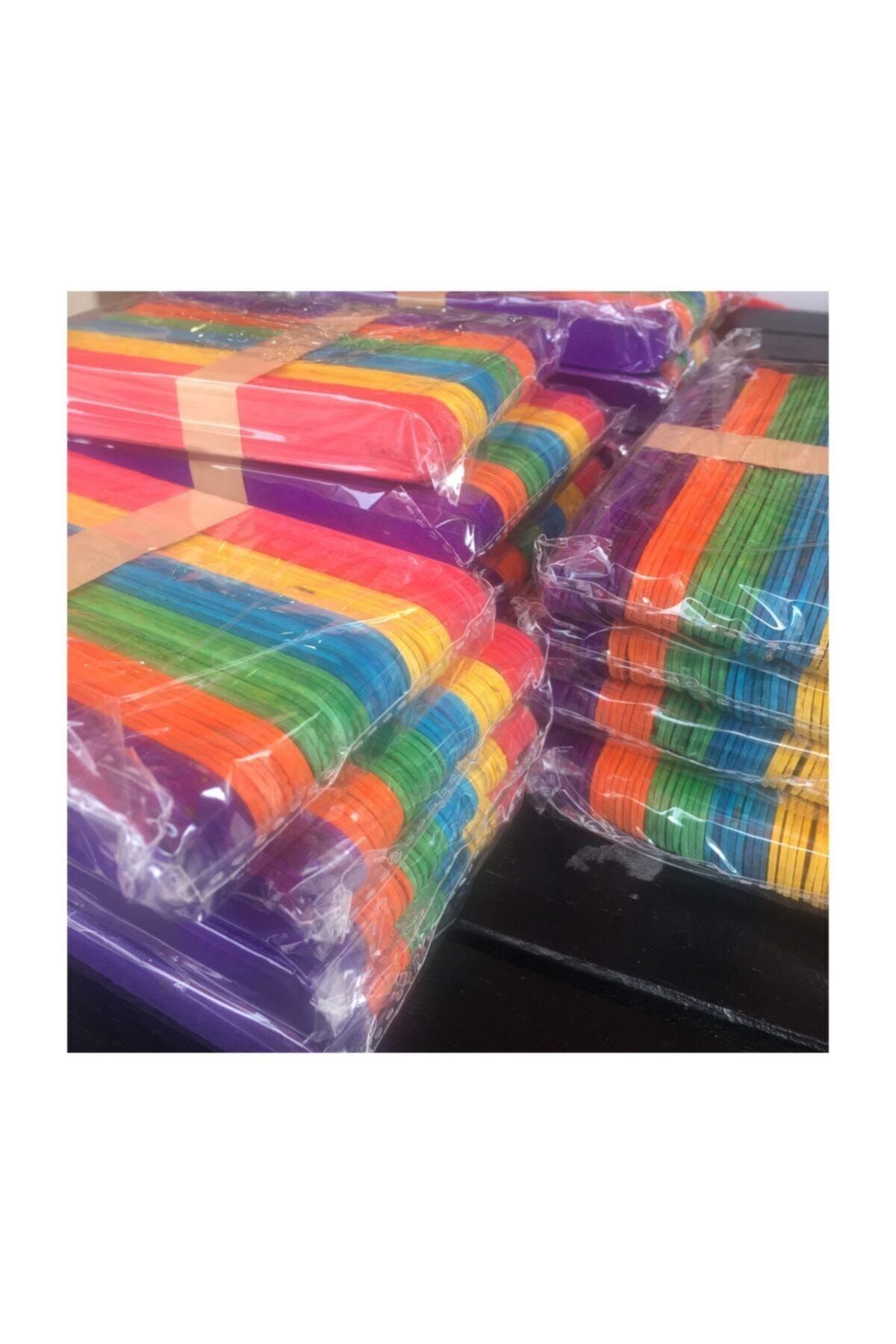 Modellino 50'li Renkli Ahşap Dil Çubuğu Abeslang Büyük Geniş 150x18mm