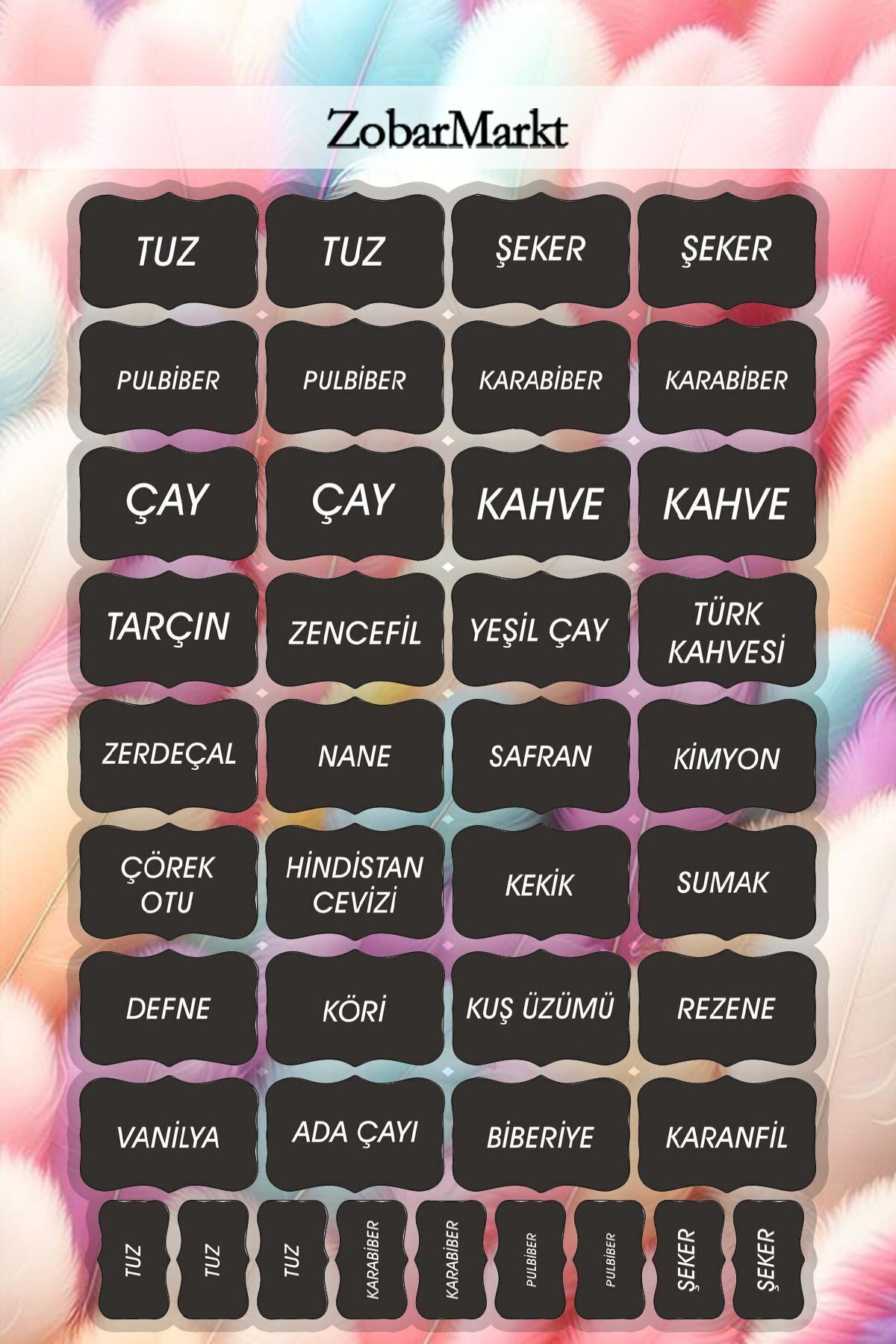 Baharat İsimleri Temalı Sticker Set