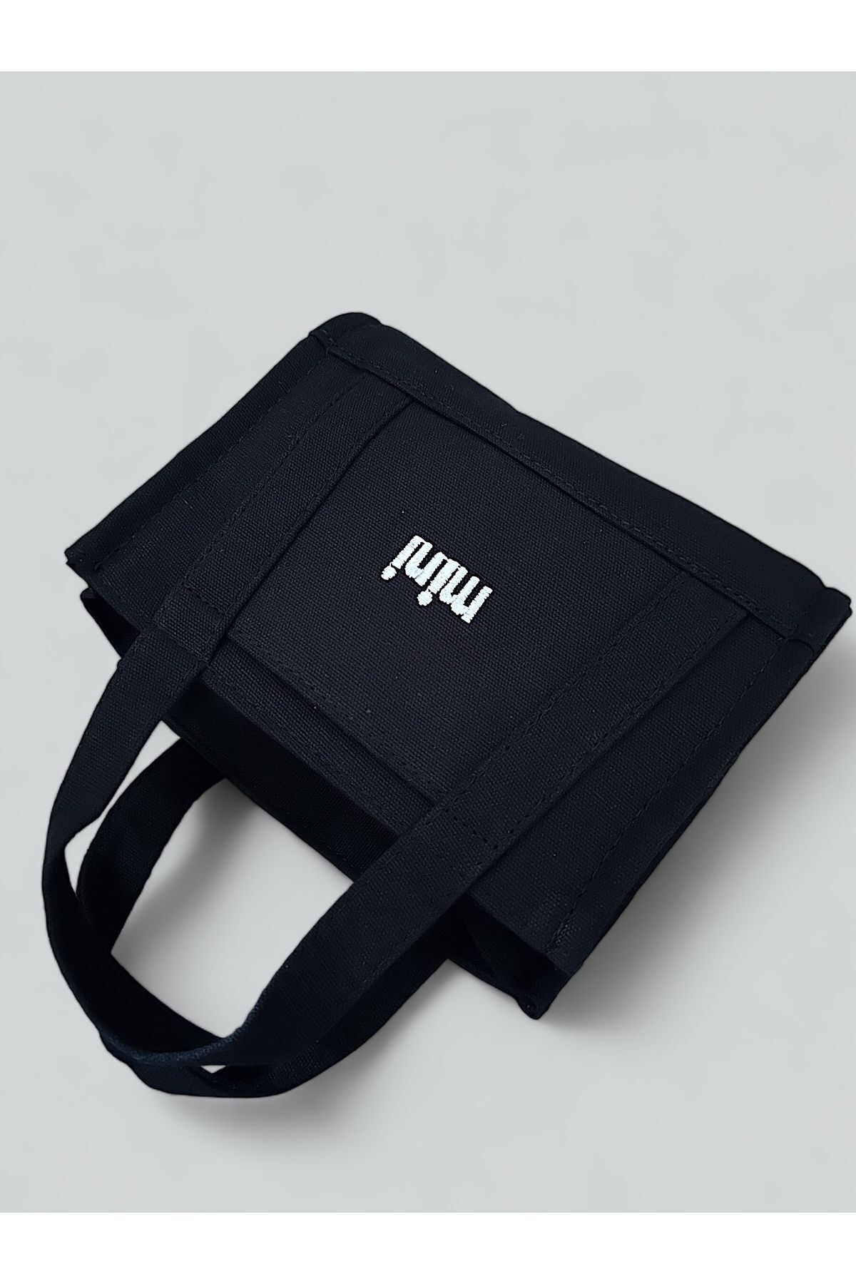 gabies-Black Mini Canvas Bag - Adjustable Strap, Text Printed, Hand and Shoulder Carrying Option 5