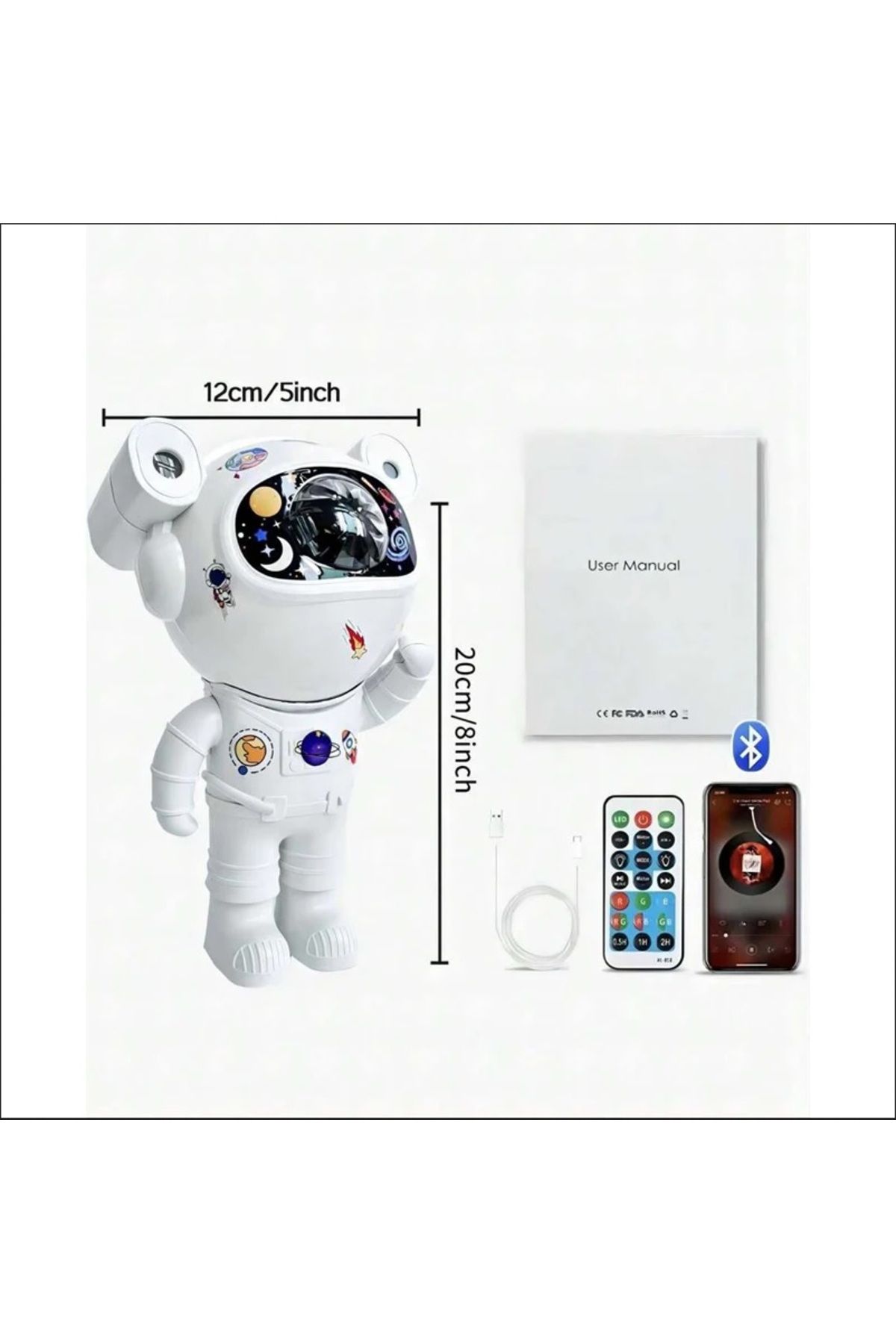 Astronot Gece Lambası Galaxy Yıldız Stary Projektör Çocuk Odası Tavan Aydınlatma Bluetooth Hoparlör #3