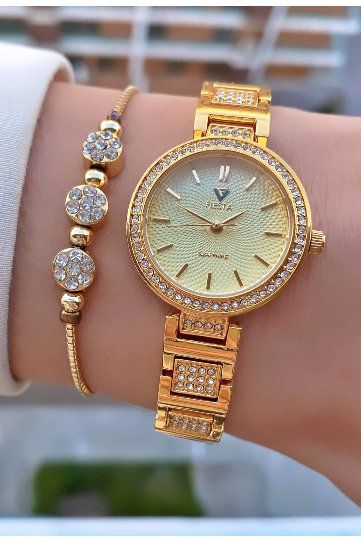 Fiesta Gold Yellow 2 Years Warranty Steel Cord Small Case Women s Wristwatch Bracelet Trendyol