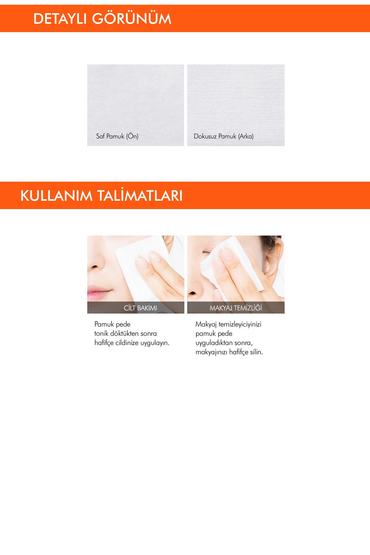 Ürün Emmeyen Dayanıklı Pamuk %100 Pamuk Pedleri Cotton Pads (80Adet)