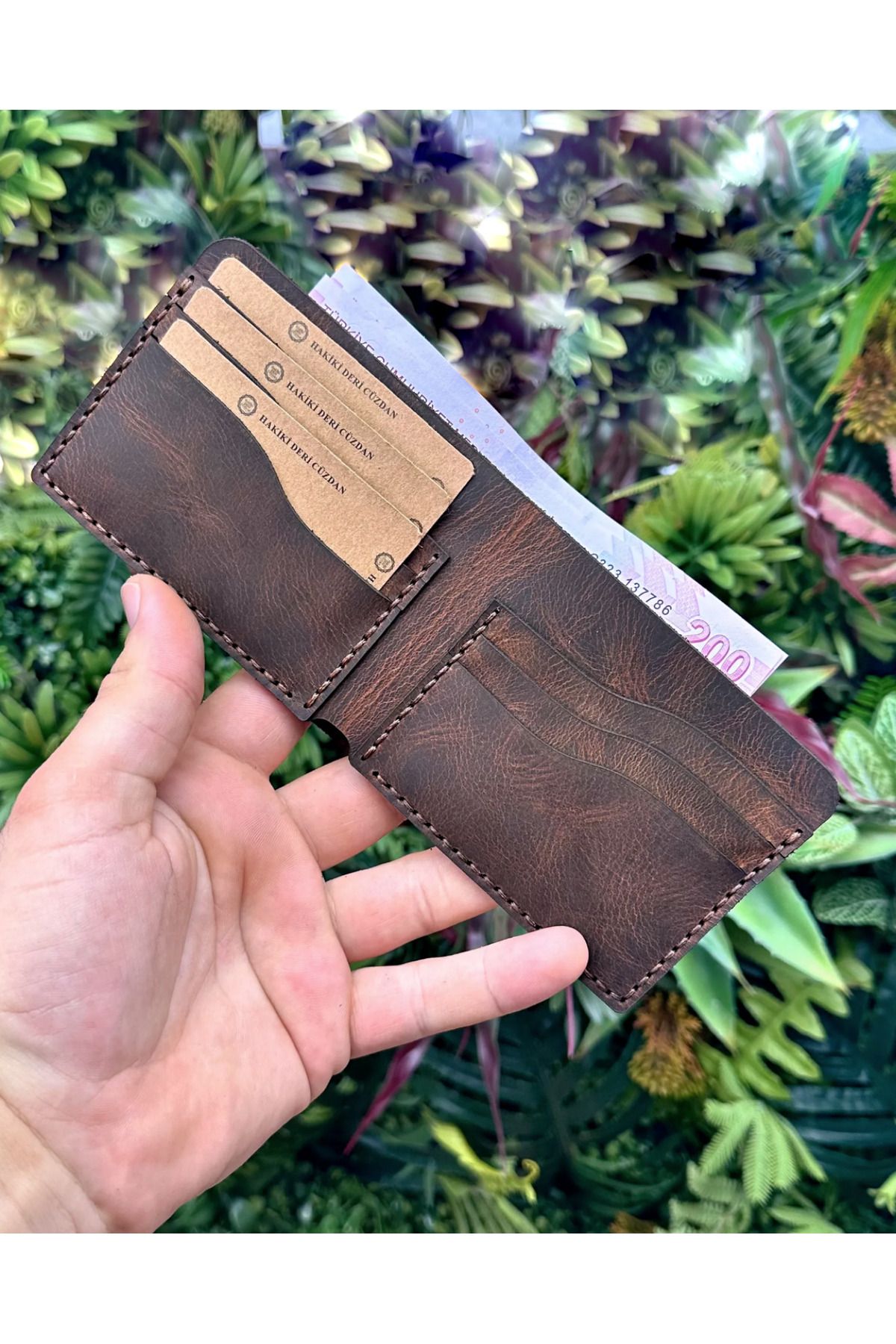 کیف پول مردانه GS 1033 HAZELNUT HAND SEAM کلاسیک MODEL چرمی g gandar