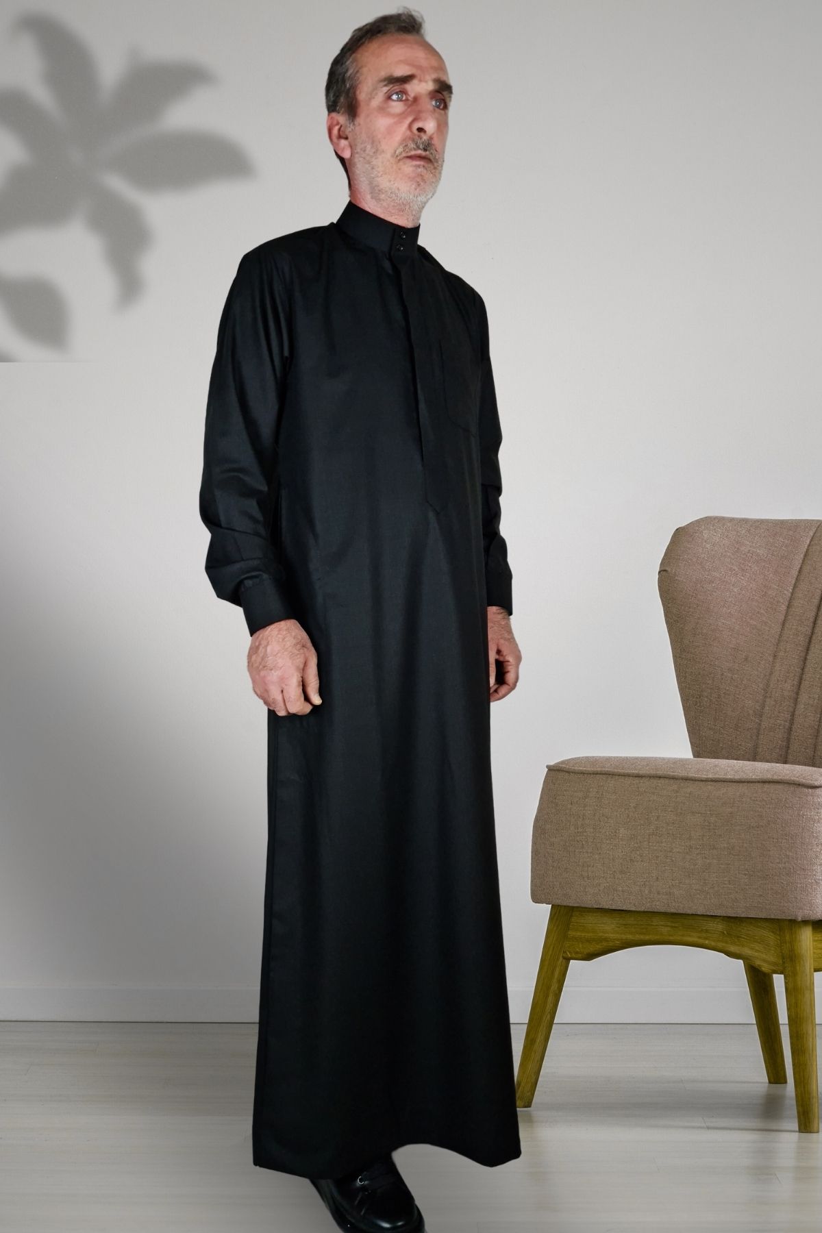 Royal Attire-Hajj Umrah Clothes - Prayer Cubic with Hidden Button and Long Sleeve Detail, Buttoned Pocket 3