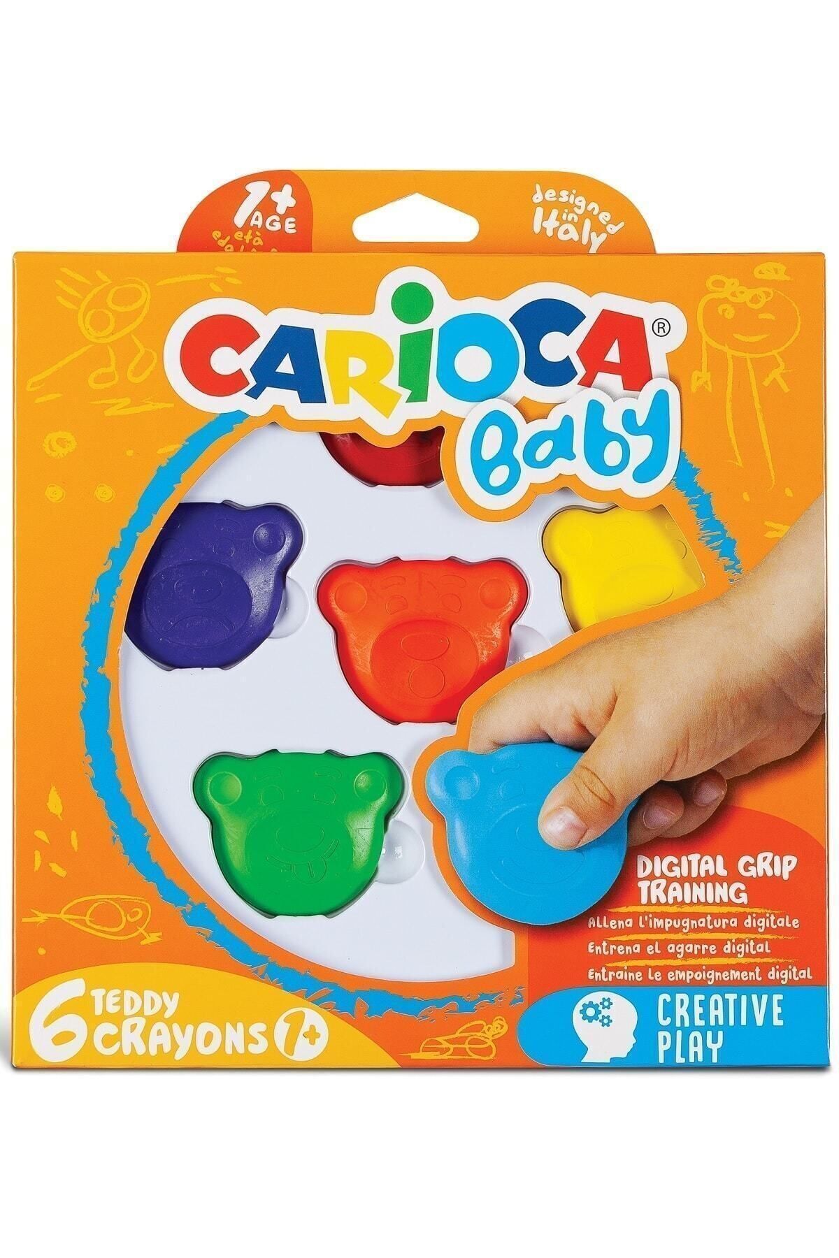 مداد شمعی پاستل آبی رنگی عروسکی 6 PC +1 سن Carioca