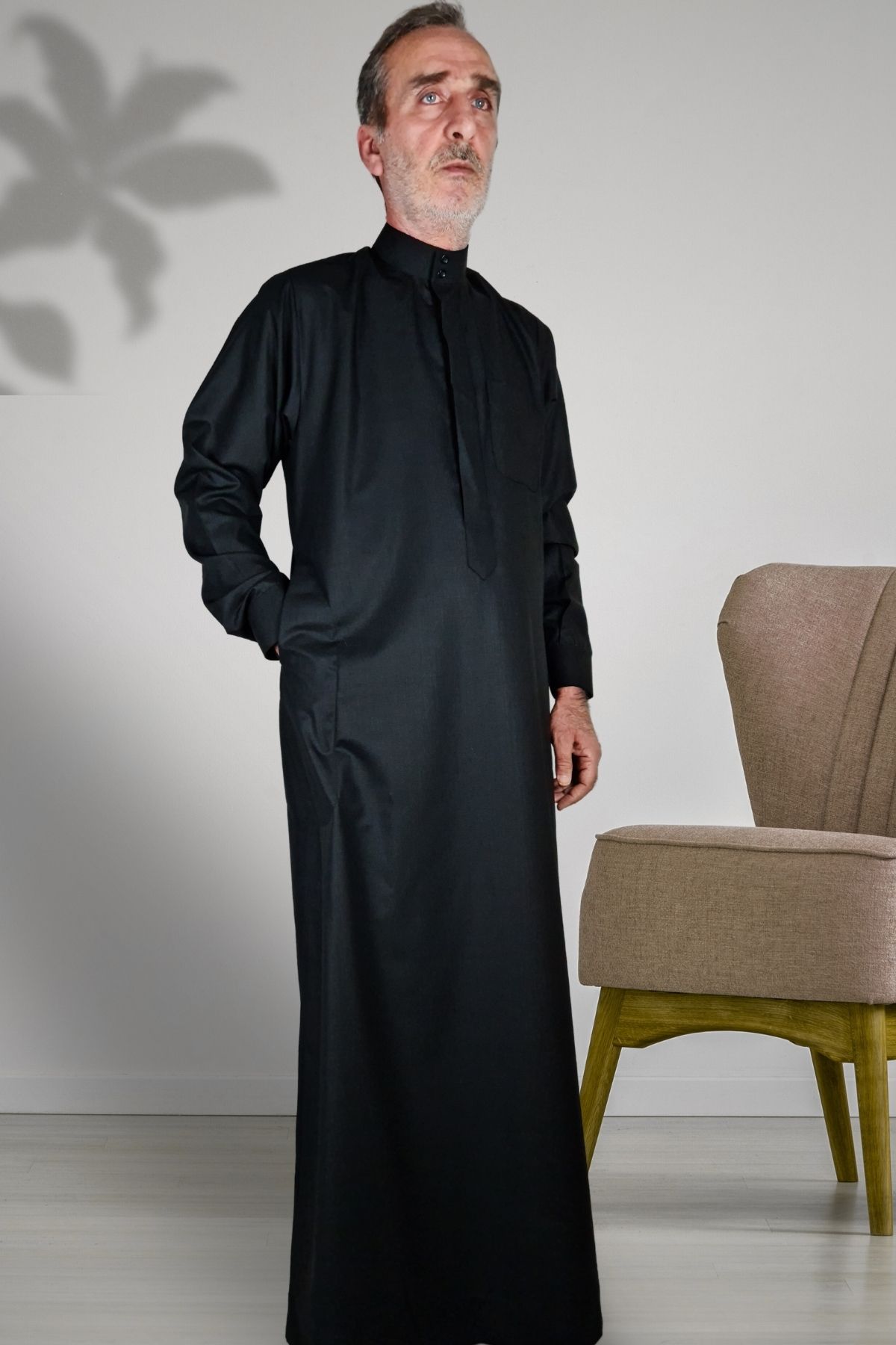 Royal Attire-Hajj Umrah Clothes - Prayer Cubic with Hidden Button and Long Sleeve Detail, Buttoned Pocket 2