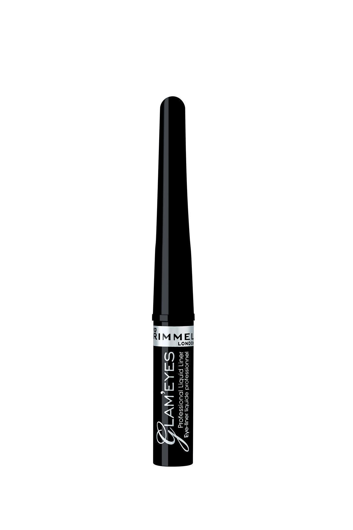 خط چشم مشکی - خط چشم مایع حرفه ای Glam'Eyes Black Glamour 3607344174083 Rimmel London