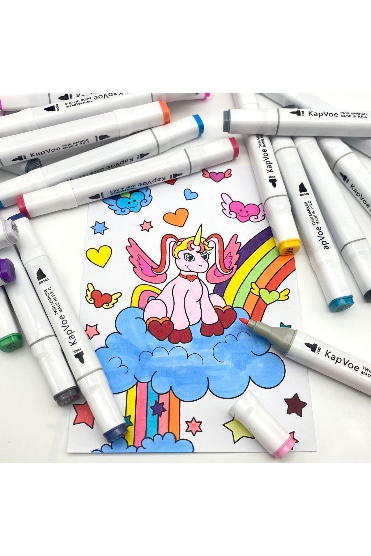KAPVOE-262 Pieces Double Ended Touch Marker Art Design Felt Tip Paint Set Bag 5