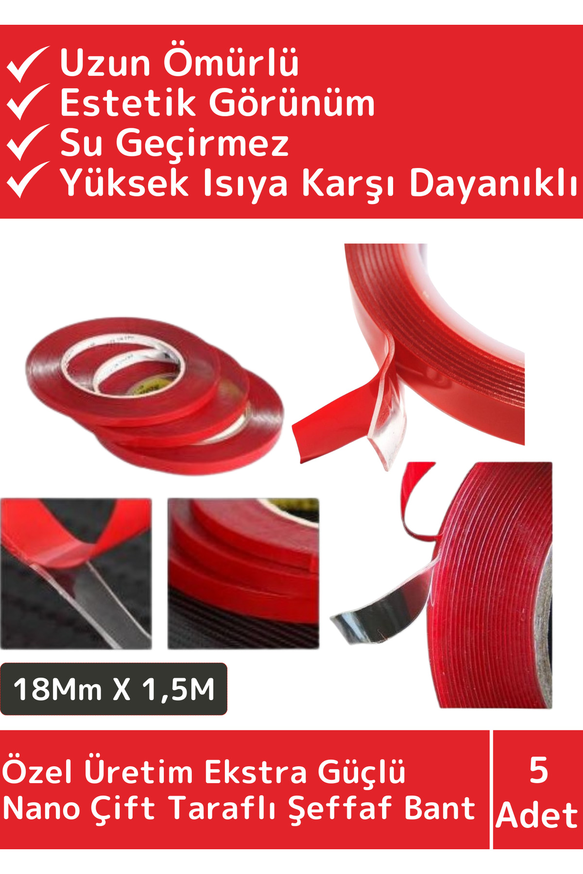 Custom Made Ultra Strong Multi-Purpose Repair Glass Outdoor Mounting 1.5mt Double Sided Transparent Tape 5pcs