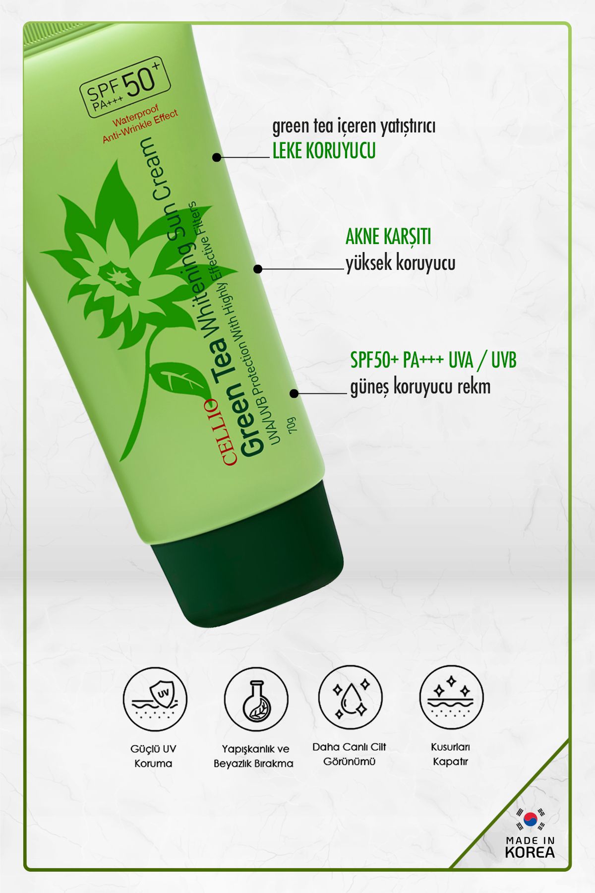 ضد آفتاب آرام بخش ضد لک و آکنه با 2 چای سبز Spf50 Pa Uva/uvb DR. CELLIO