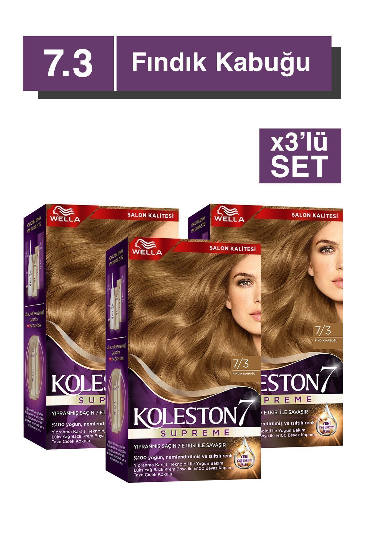 ولا کیت رنگ موی عالی کولستون شماره ۷/۳ با رنگ فندقی (۳ عدد)